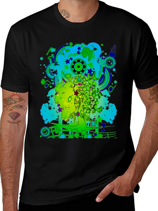 Abstract Music Art Tree Graphic T-Shirt