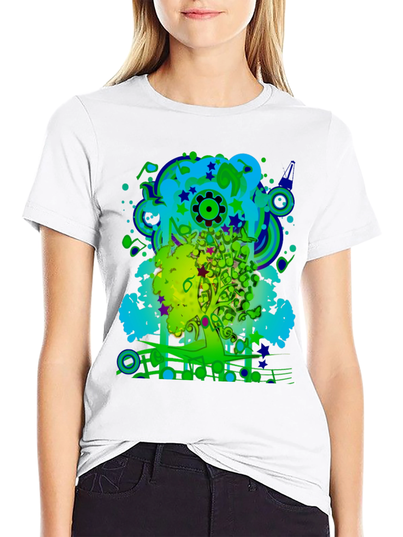 Abstract Music Art Tree Graphic T-Shirt