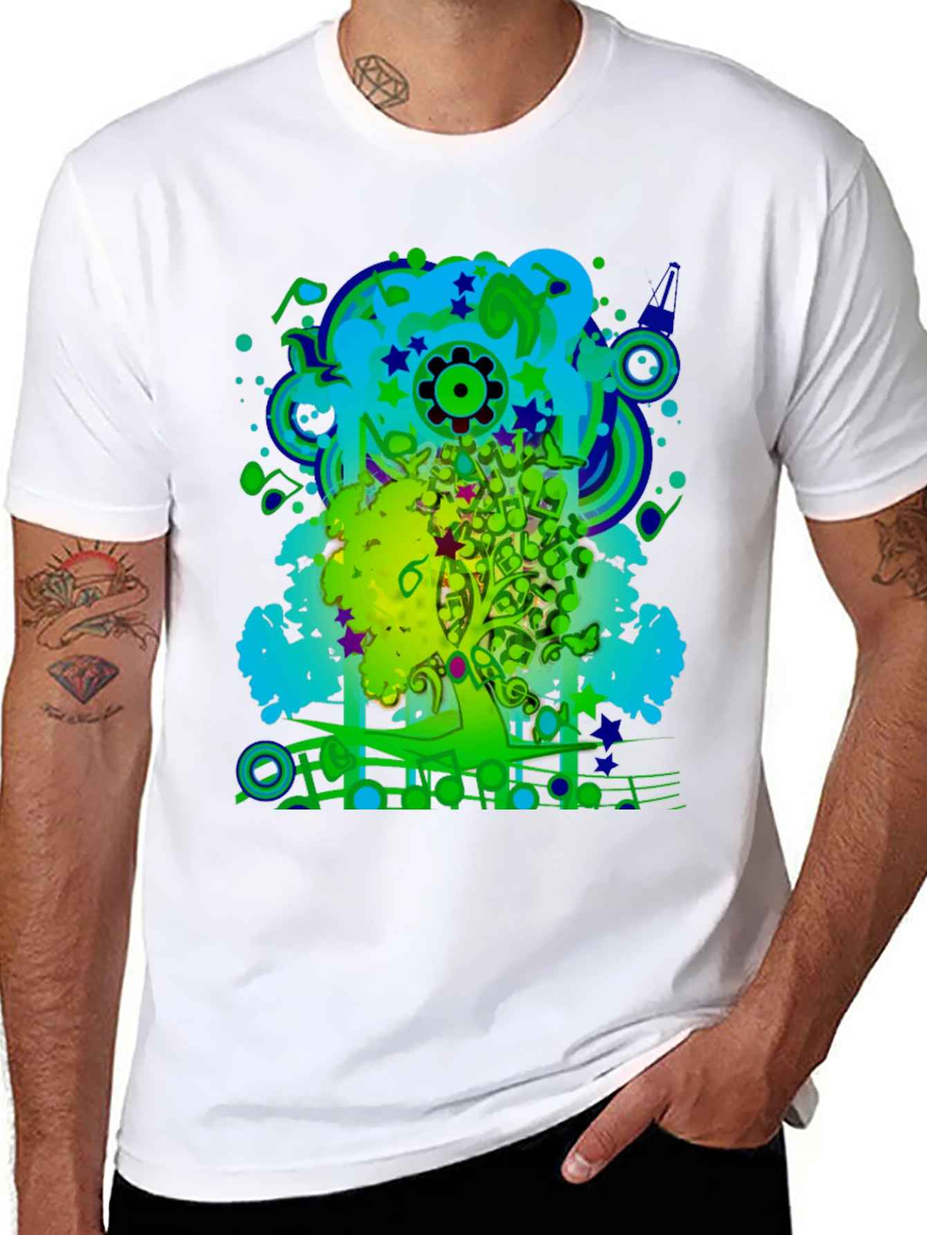 Abstract Music Art Tree Graphic T-Shirt