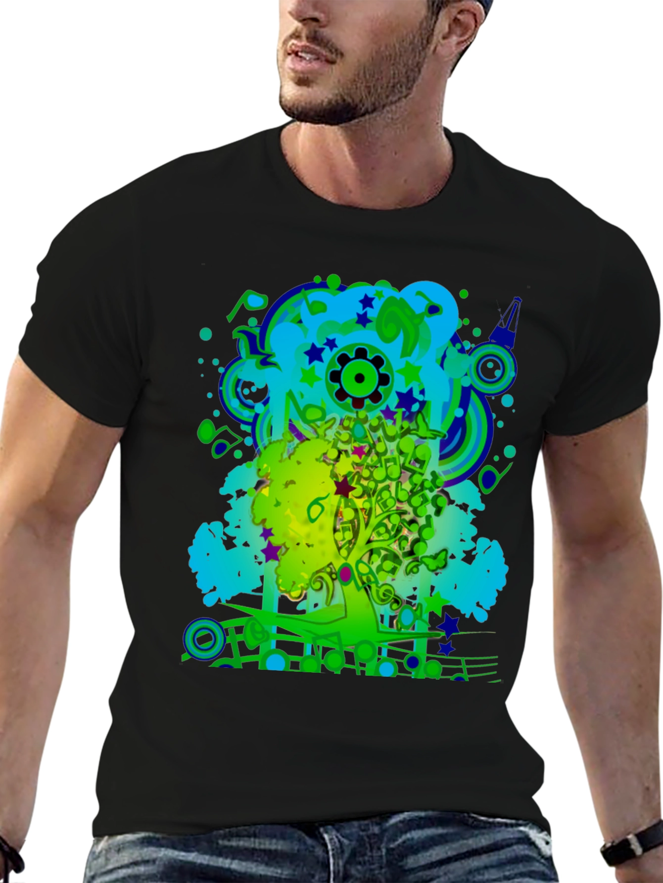 Abstract Music Art Tree Graphic T-Shirt