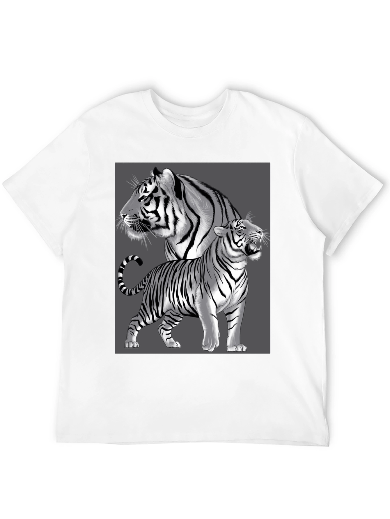 Tiger Graphic Tee - Black Crew Neck
