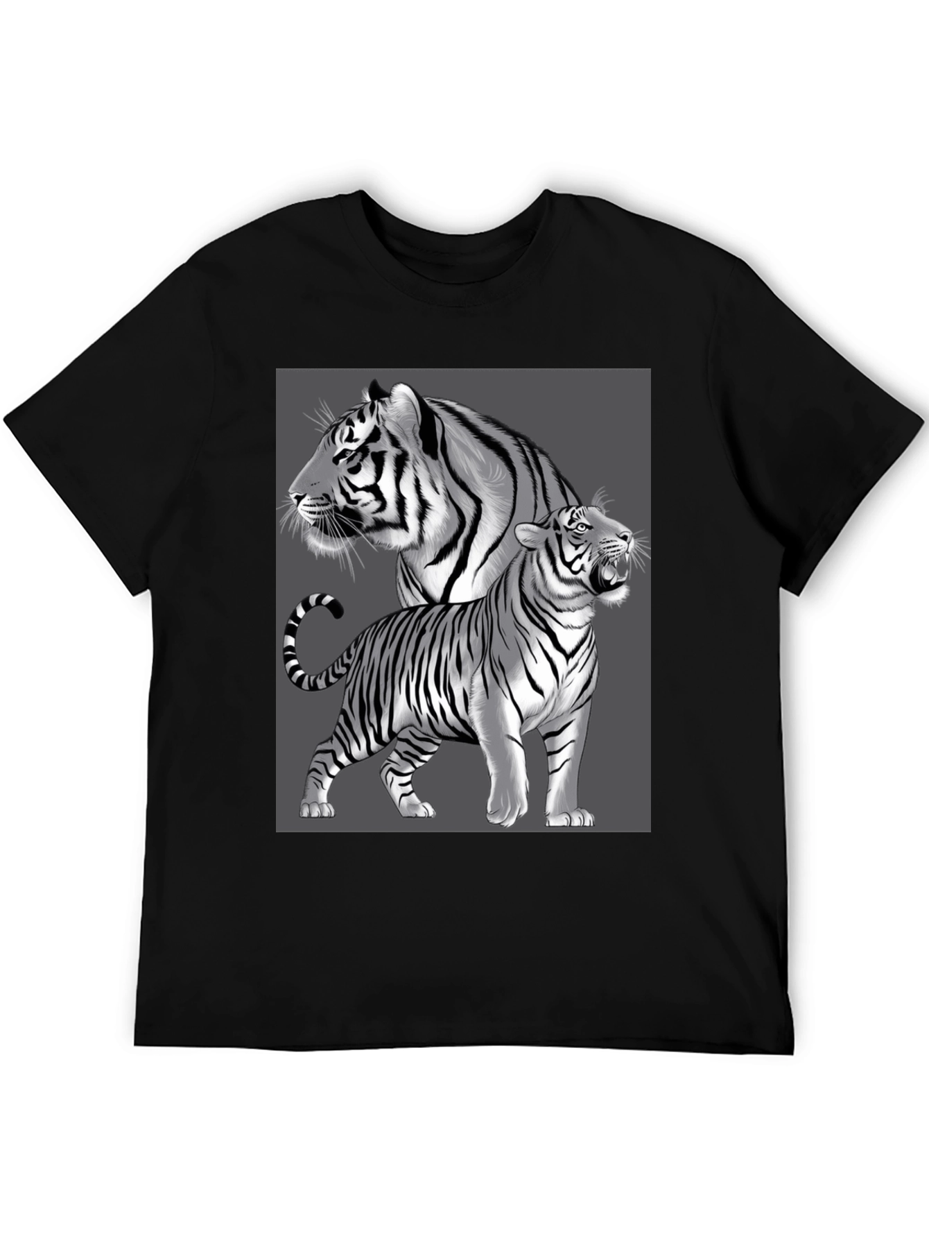 Tiger Graphic Tee - Black Crew Neck