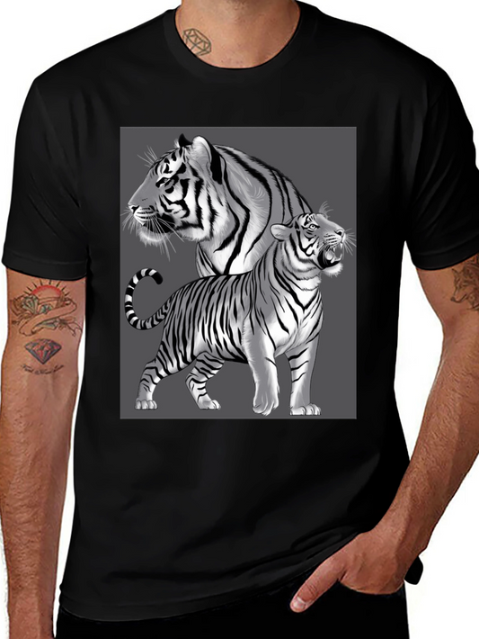 Tiger Graphic Tee - Black Crew Neck