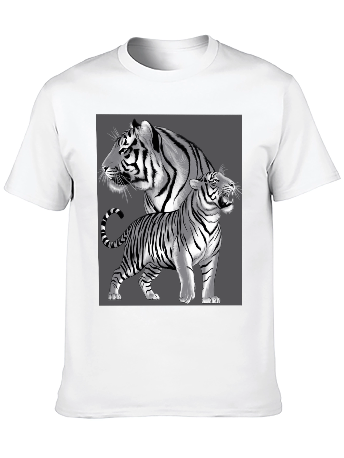 Tiger Graphic Tee - Black Crew Neck