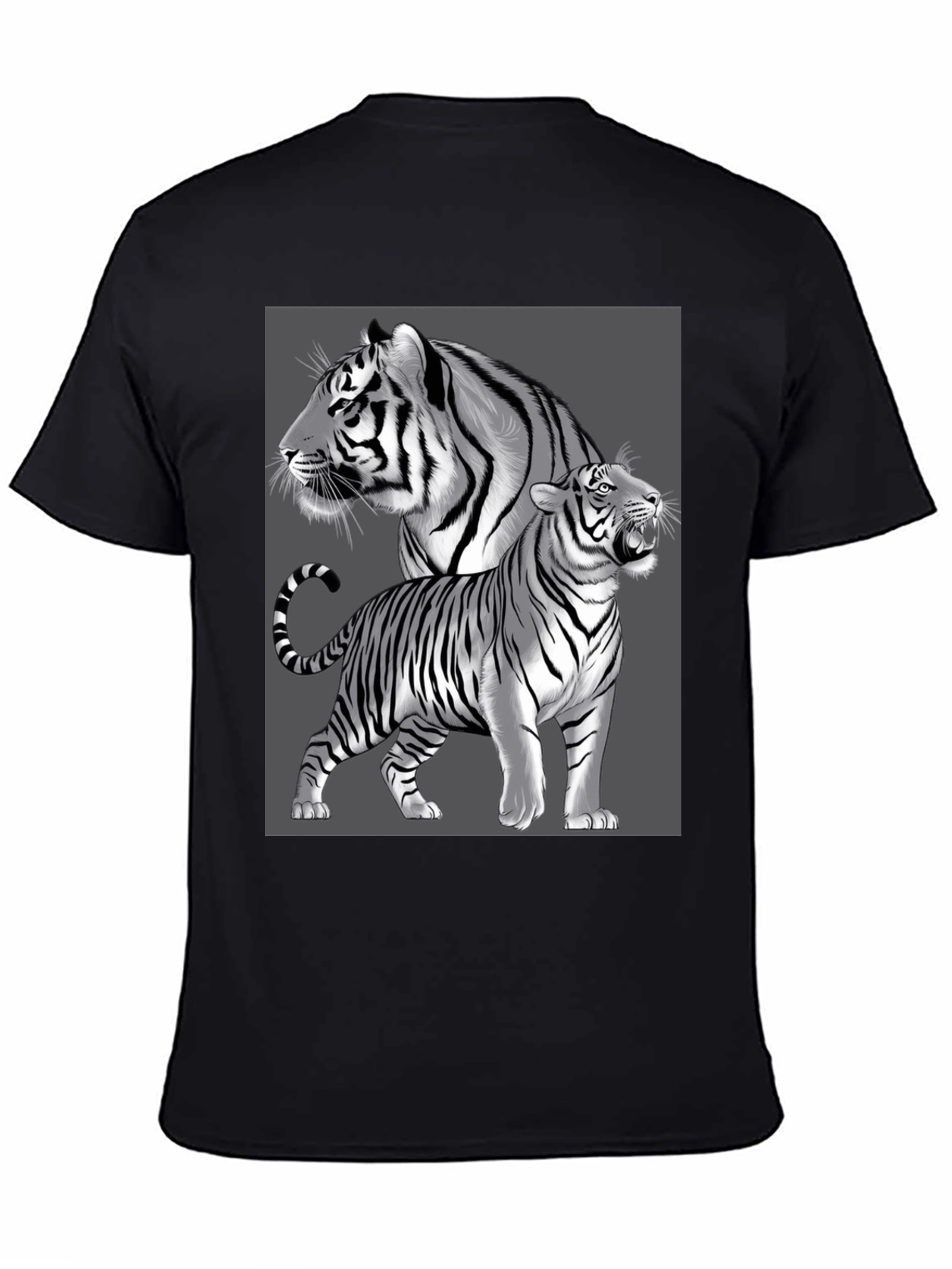 Tiger Graphic Tee - Black Crew Neck