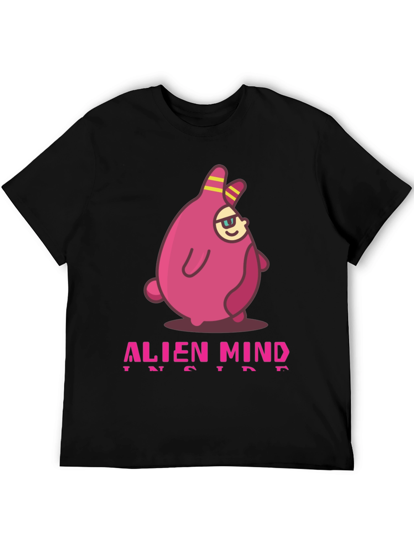 Alien Mind Inside Graphic Print Black T-Shirt