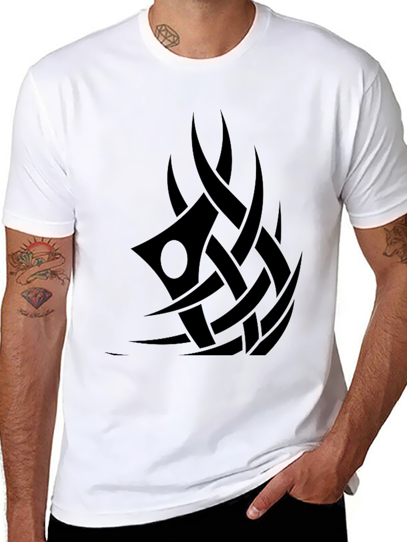Mens Black Tribal Tattoo Graphic Tee