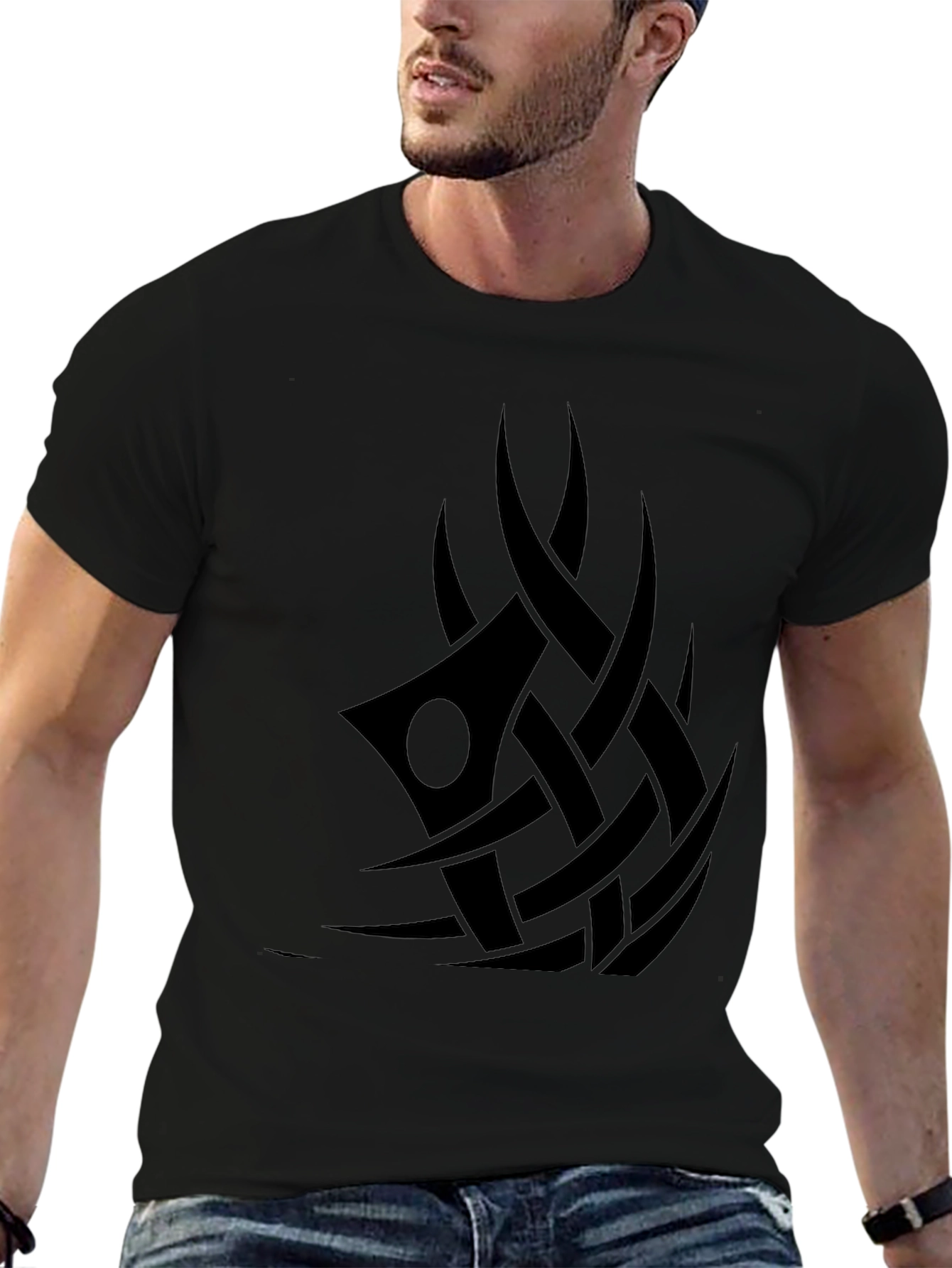 Mens Black Tribal Tattoo Graphic Tee