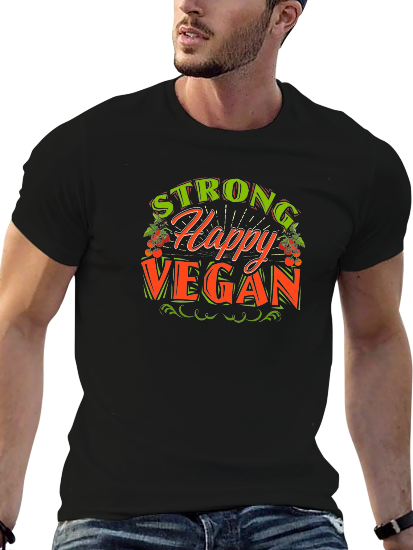 Strong Happy Vegan Graphic Tee