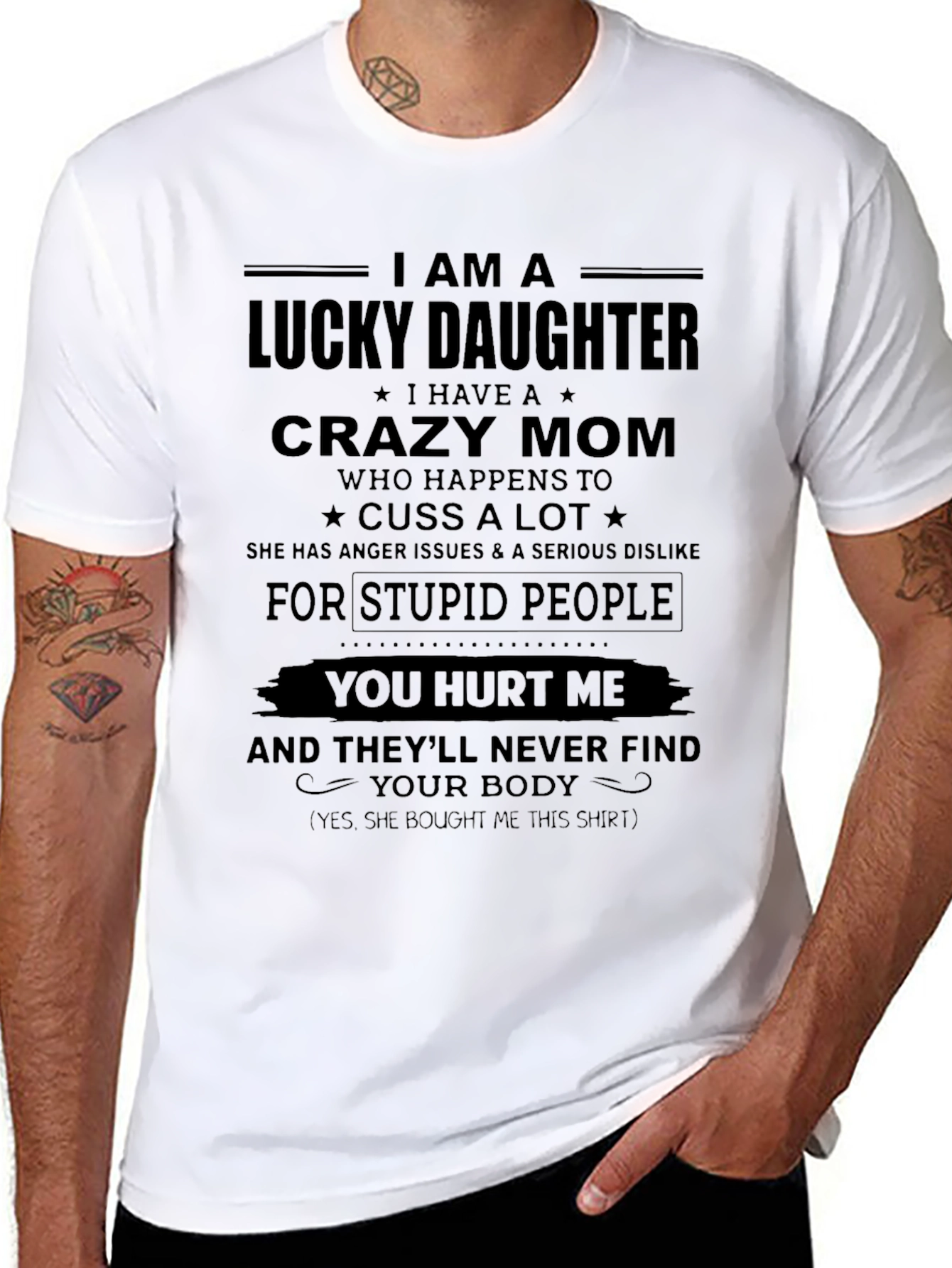 Lucky Daughter Crazy Mom Graphic Tee