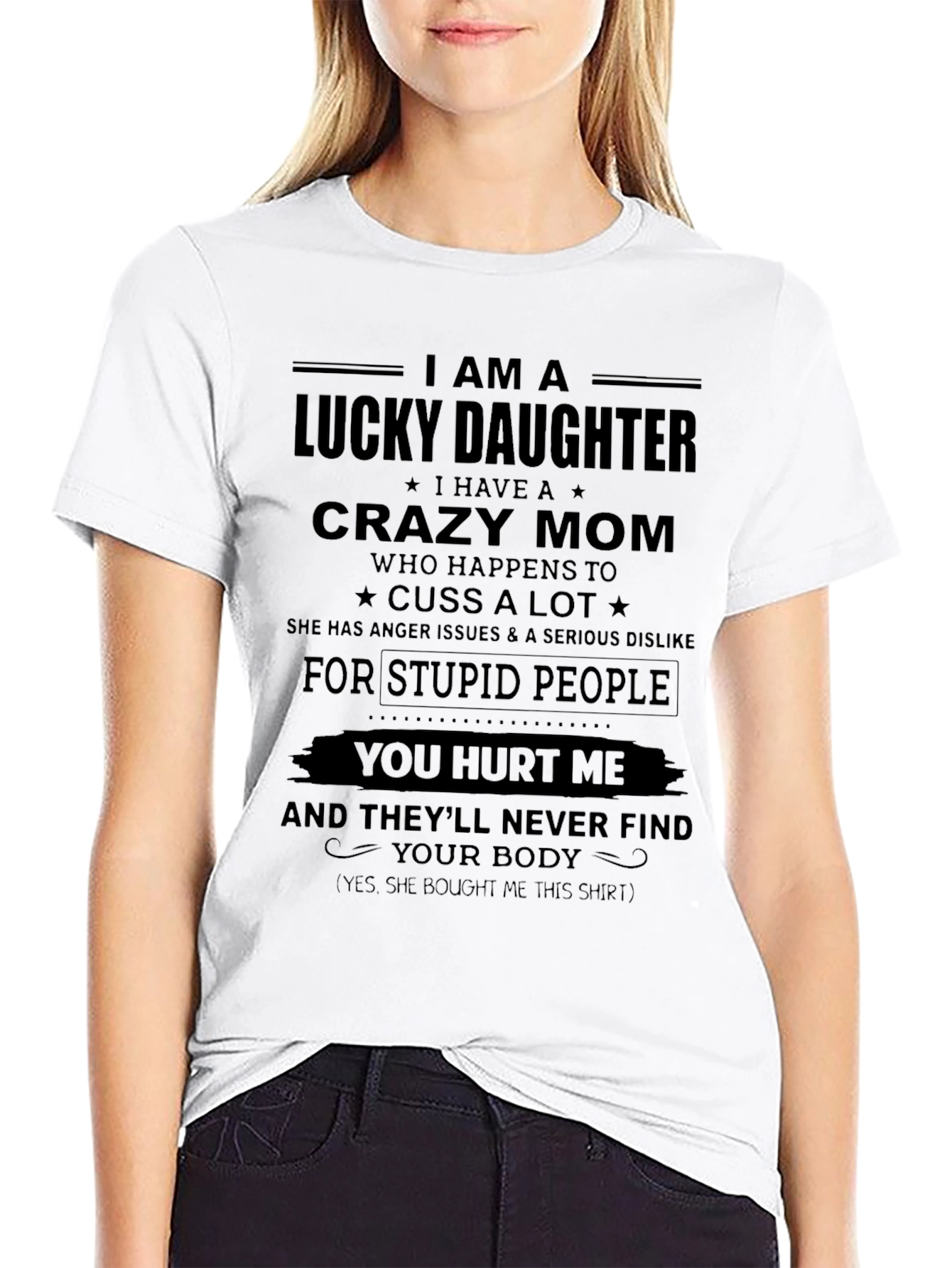 Lucky Daughter Crazy Mom Graphic Tee