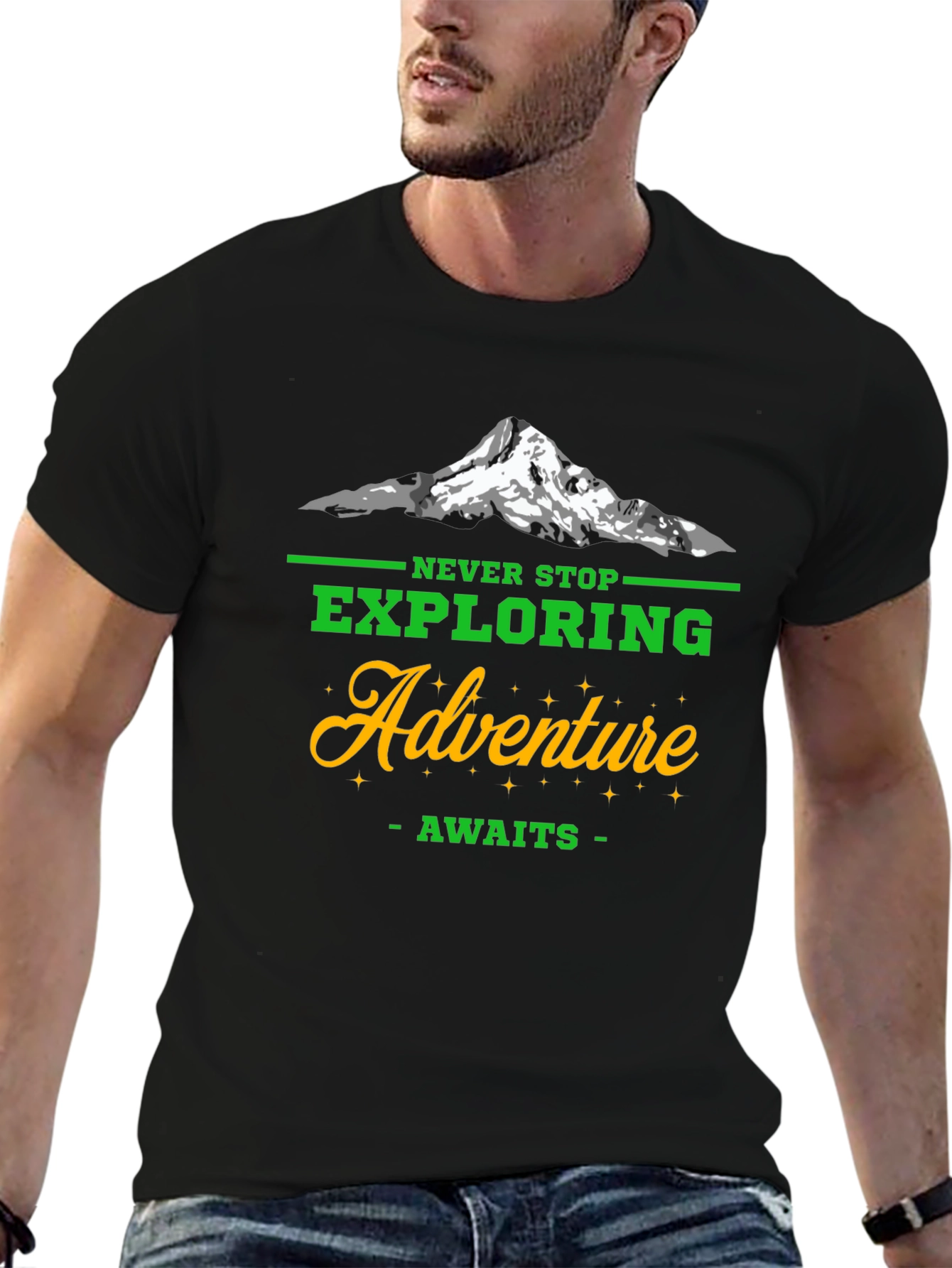 Adventure Awaits Mens Black T-Shirt