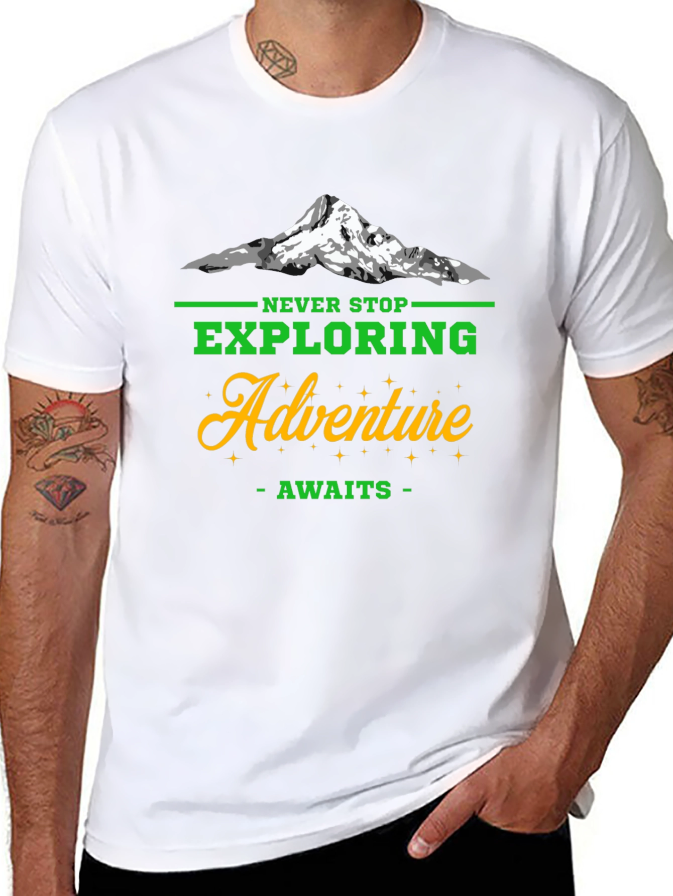 Adventure Awaits Mens Black T-Shirt
