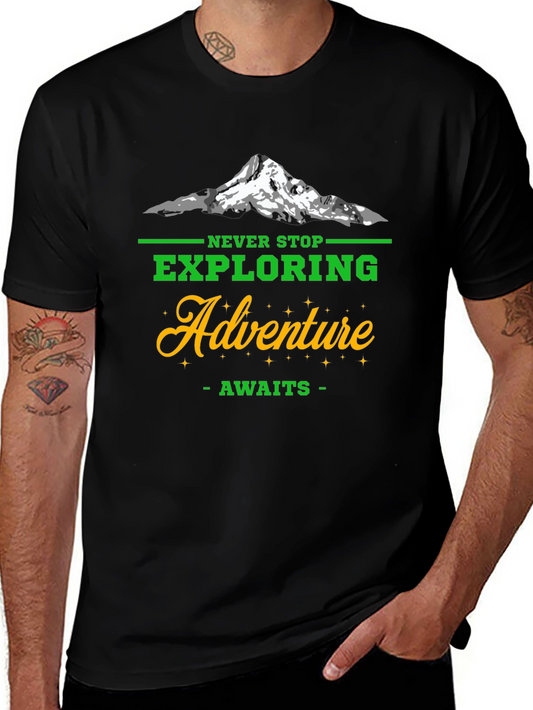 Adventure Awaits Mens Black T-Shirt