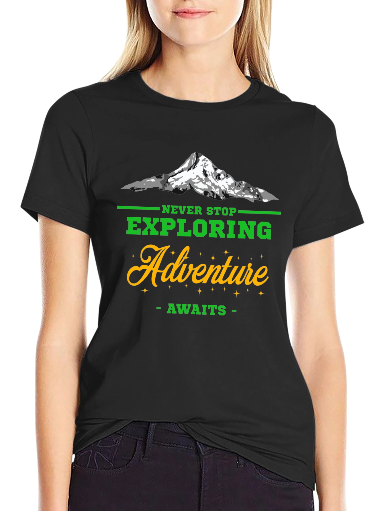 Adventure Awaits Mens Black T-Shirt