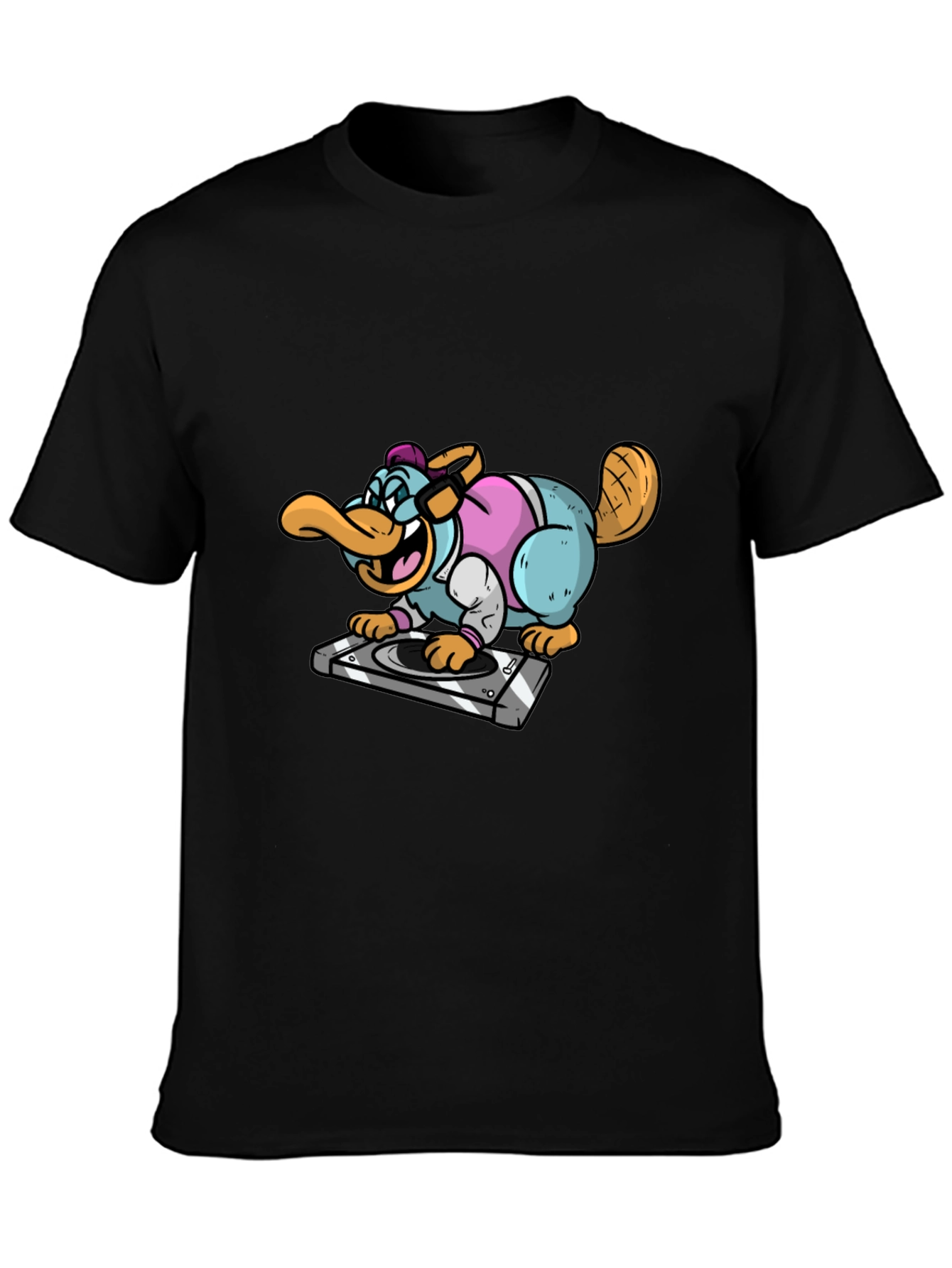 DJ Duck Beaver T-Shirt - Black Cotton Tee
