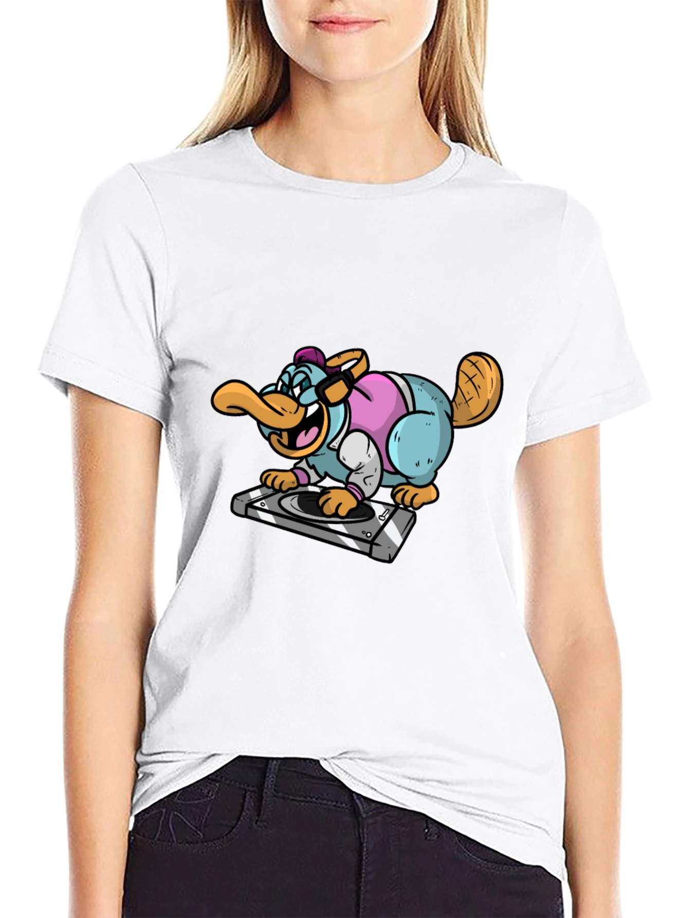 DJ Duck Beaver T-Shirt - Black Cotton Tee