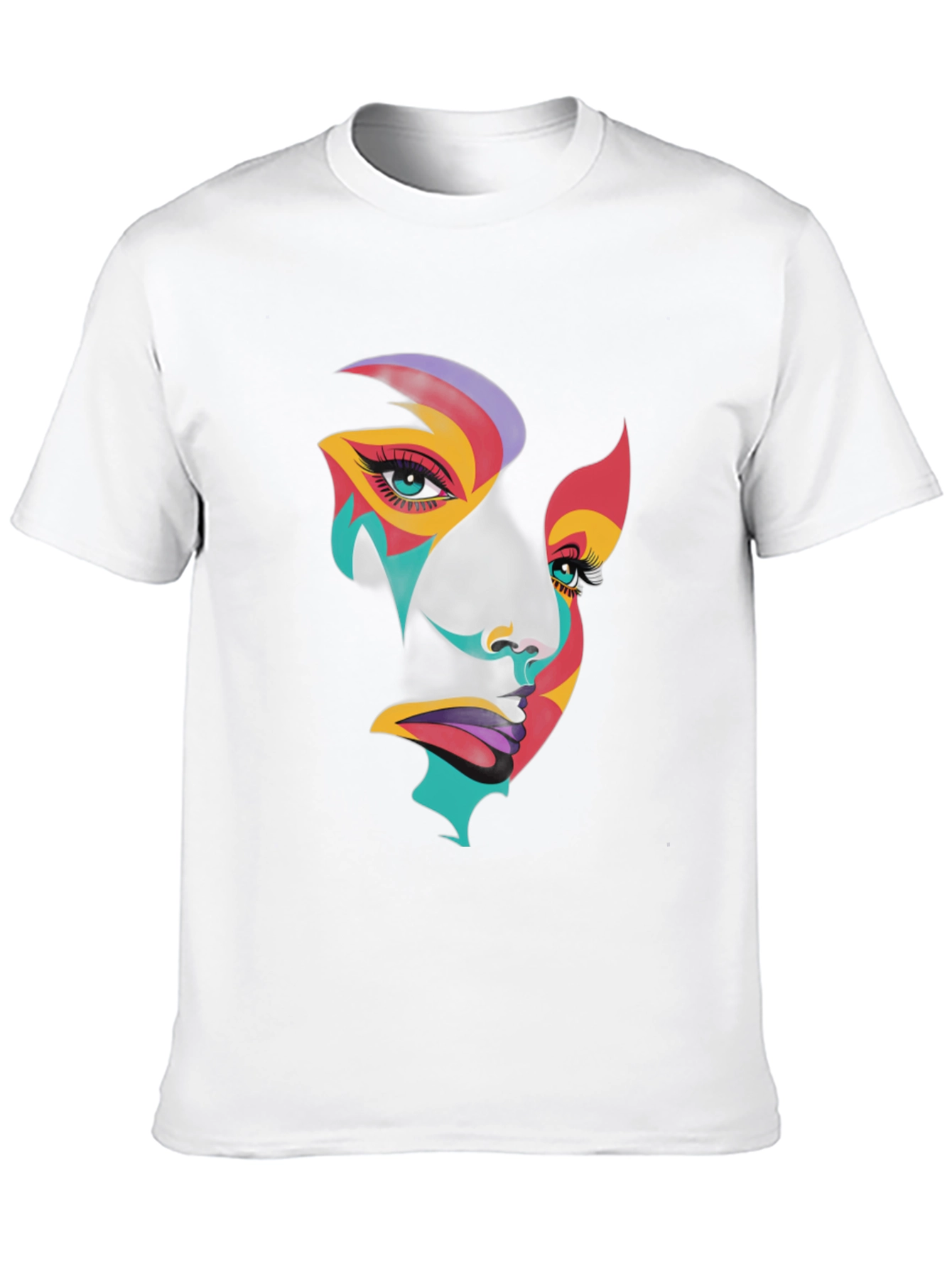 Abstract Face Graphic Tee - Artistic Black T-Shirt