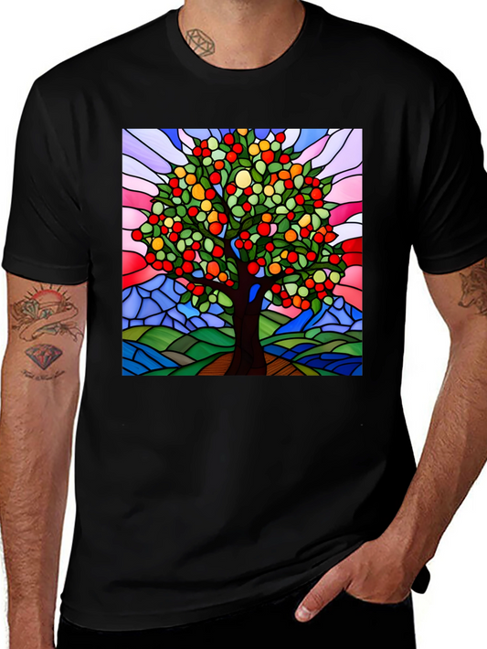 Colorful Tree of Life Stained Glass Graphic Tee