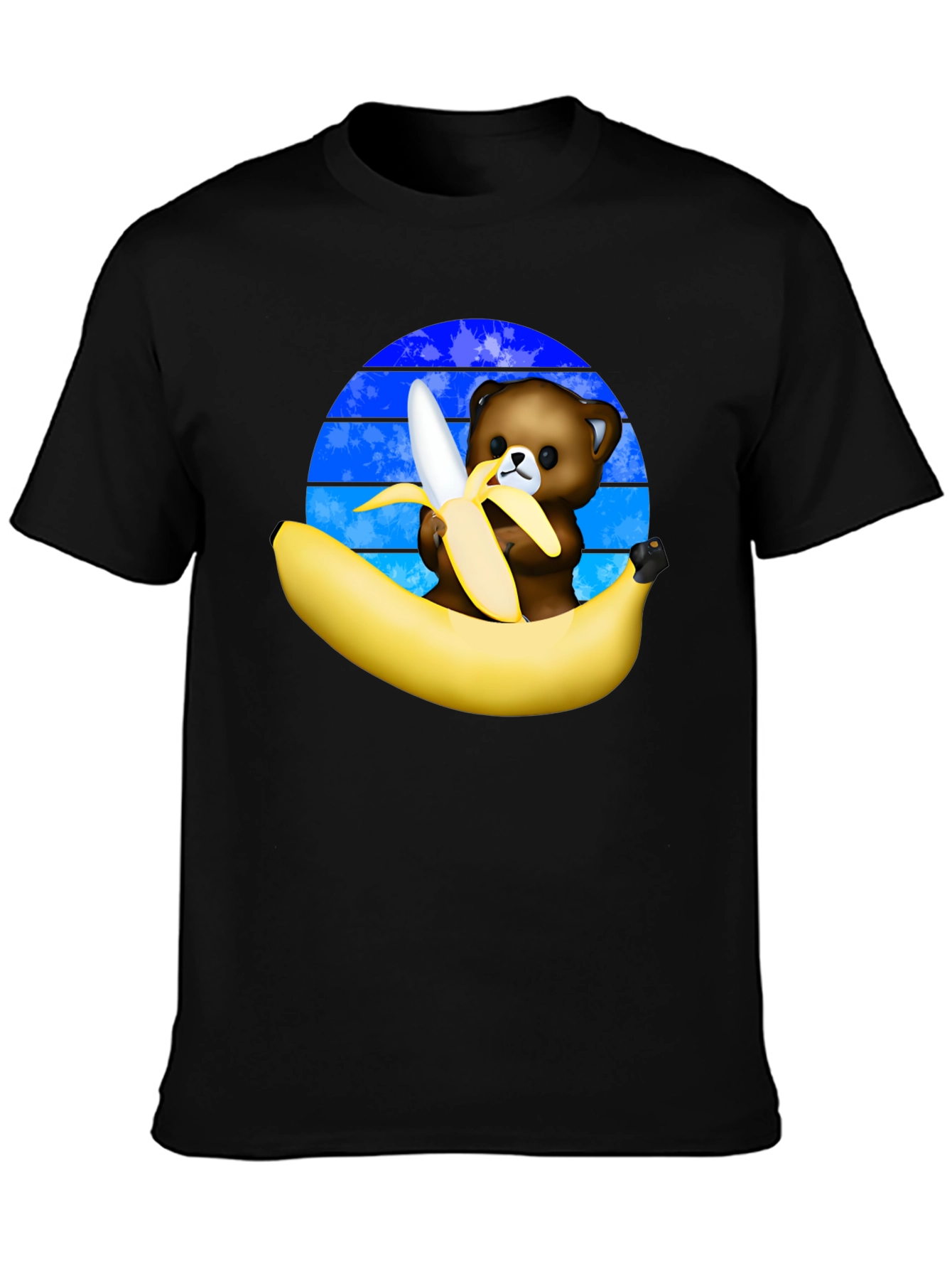 Funny Bear Eating Banana Graphic T-Shirt
