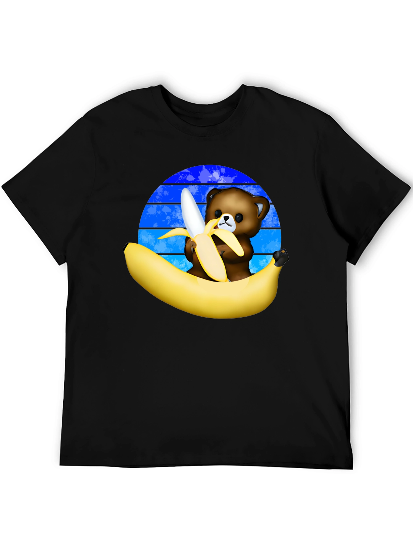 Funny Bear Eating Banana Graphic T-Shirt