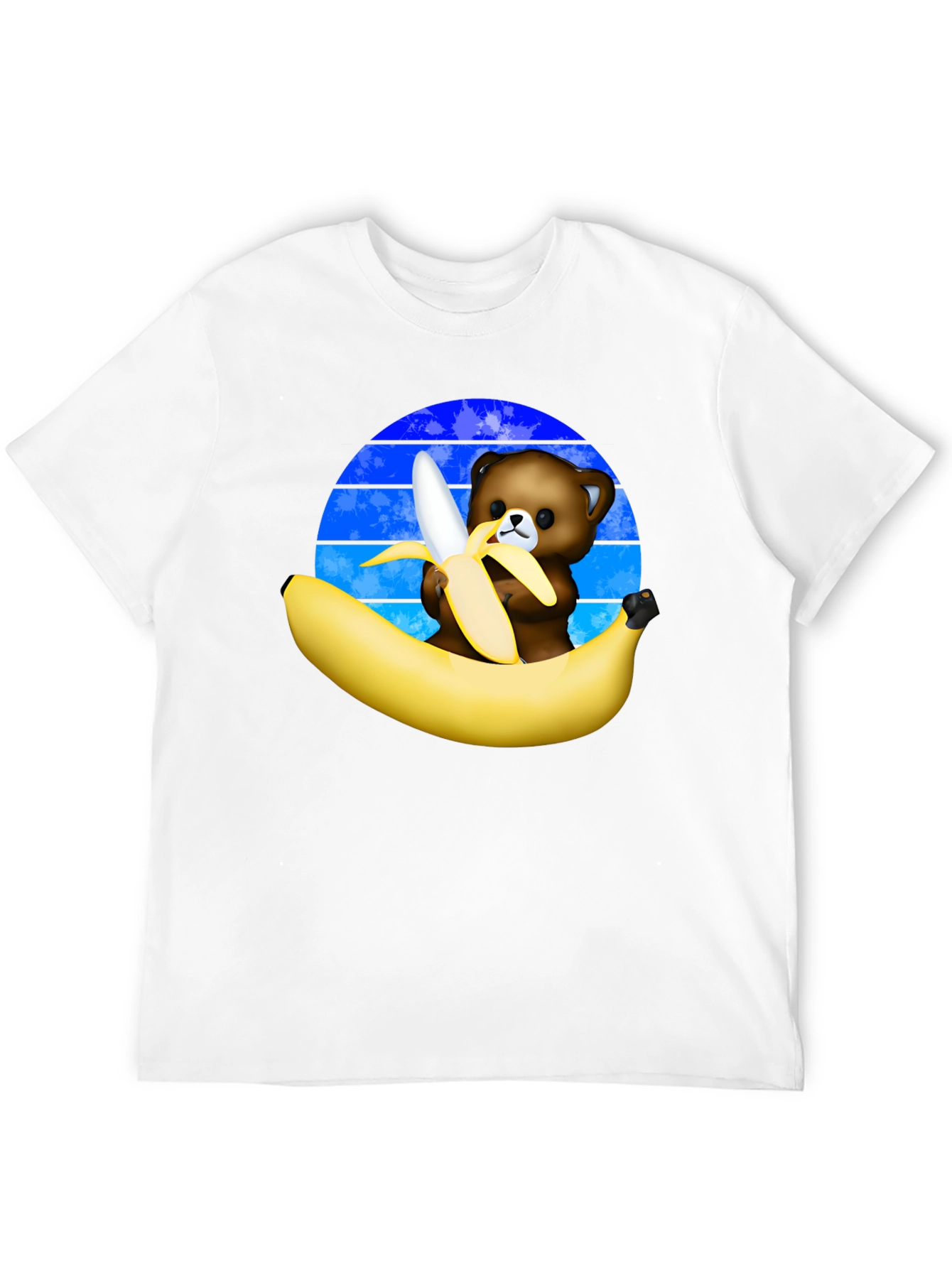 Funny Bear Eating Banana Graphic T-Shirt