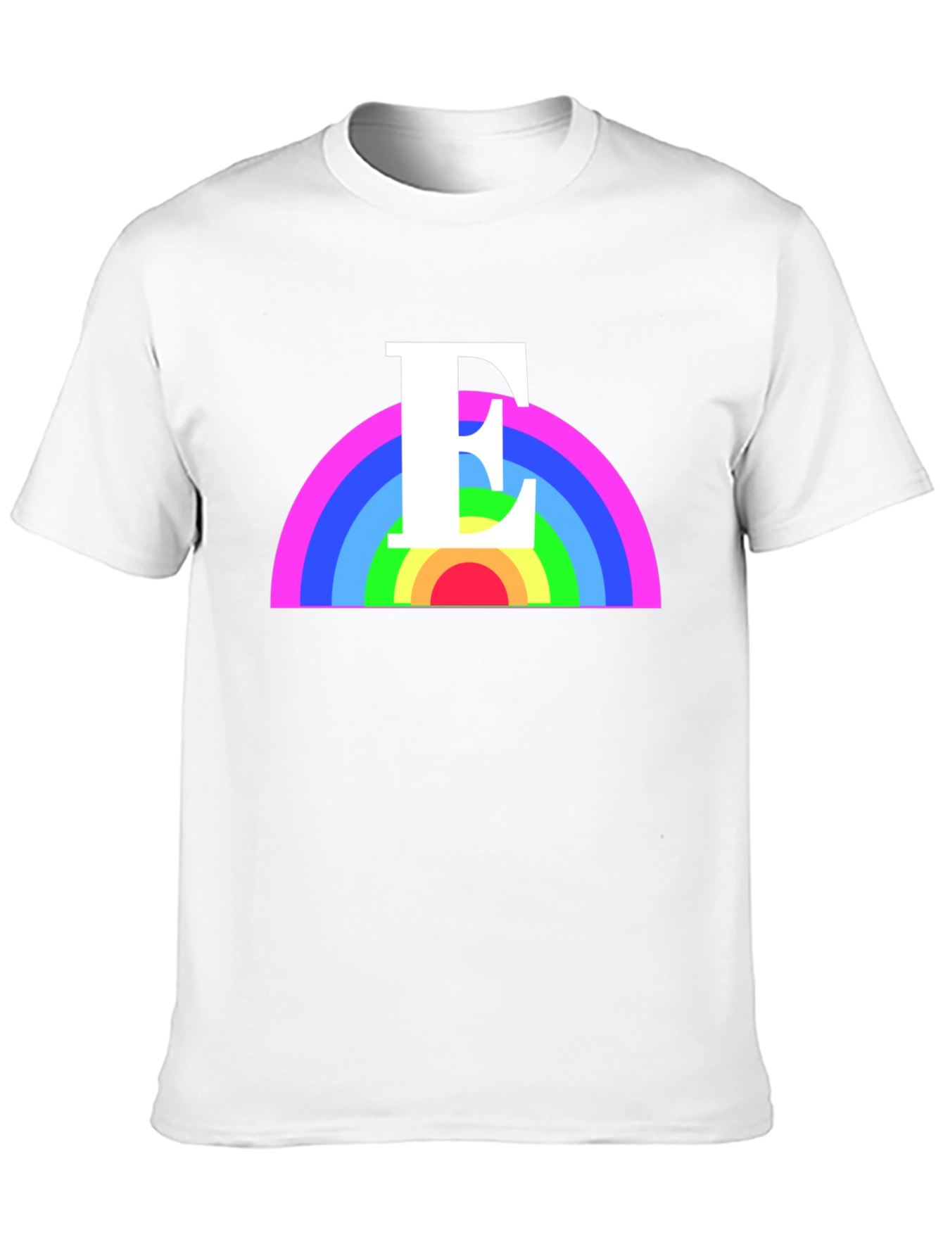 Rainbow Initial E T-Shirt - Black Graphic Tee
