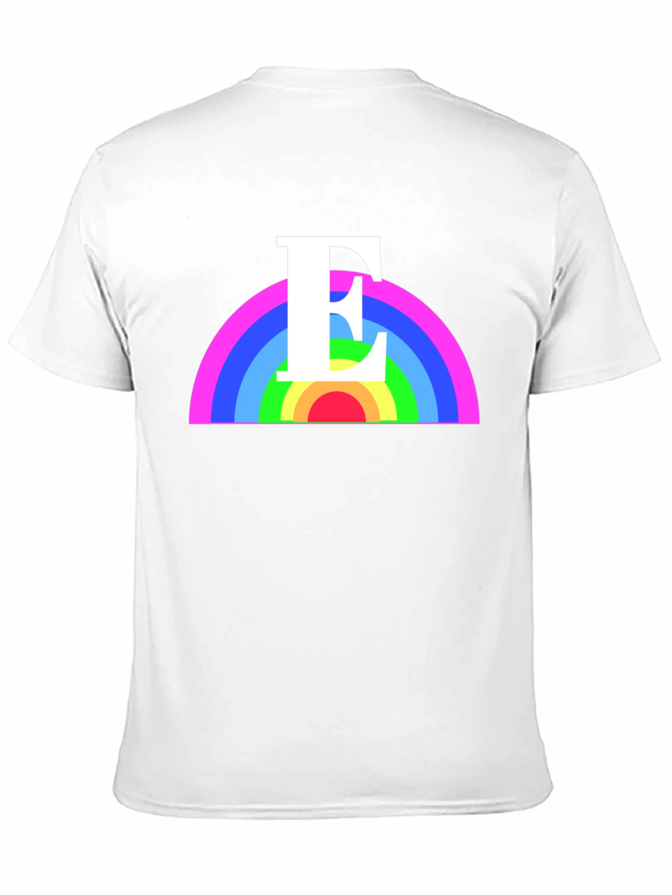 Rainbow Initial E T-Shirt - Black Graphic Tee