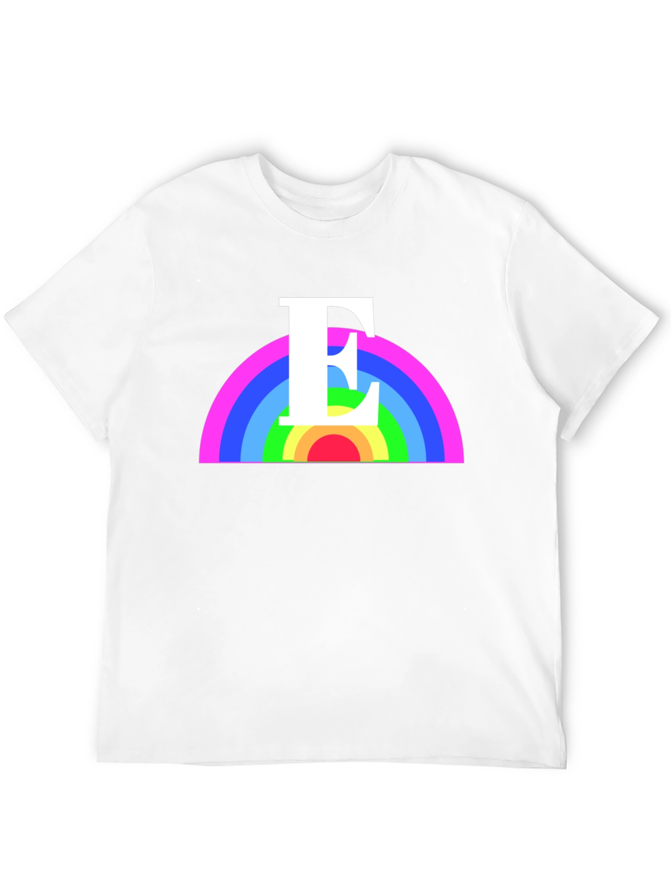 Rainbow Initial E T-Shirt - Black Graphic Tee