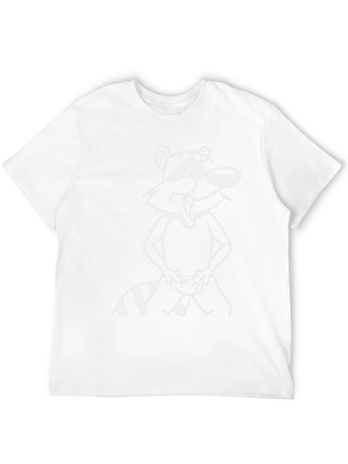 Cartoon Raccoon Graphic Tee - Black
