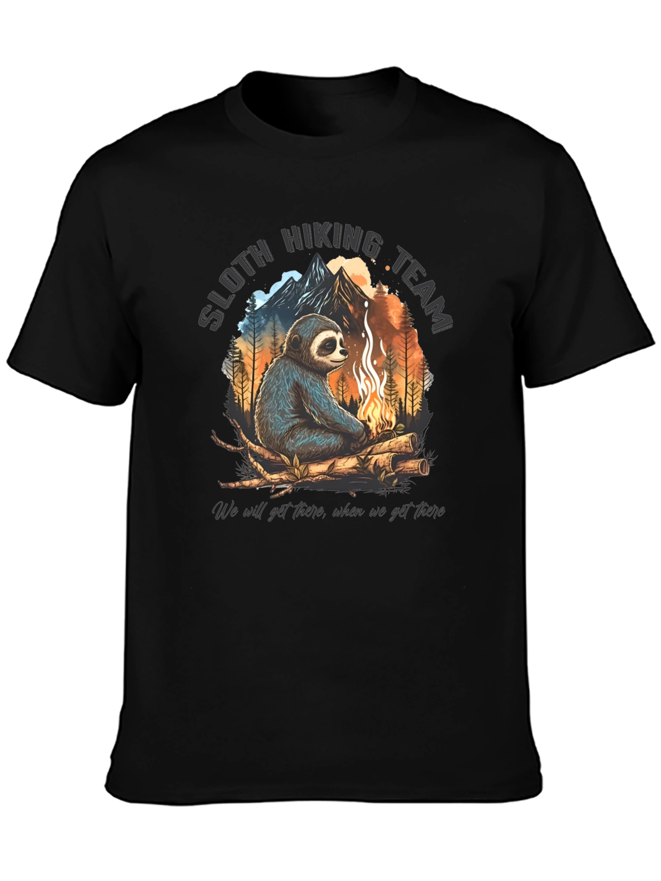 Sloth Hiking Team Black Graphic Tee