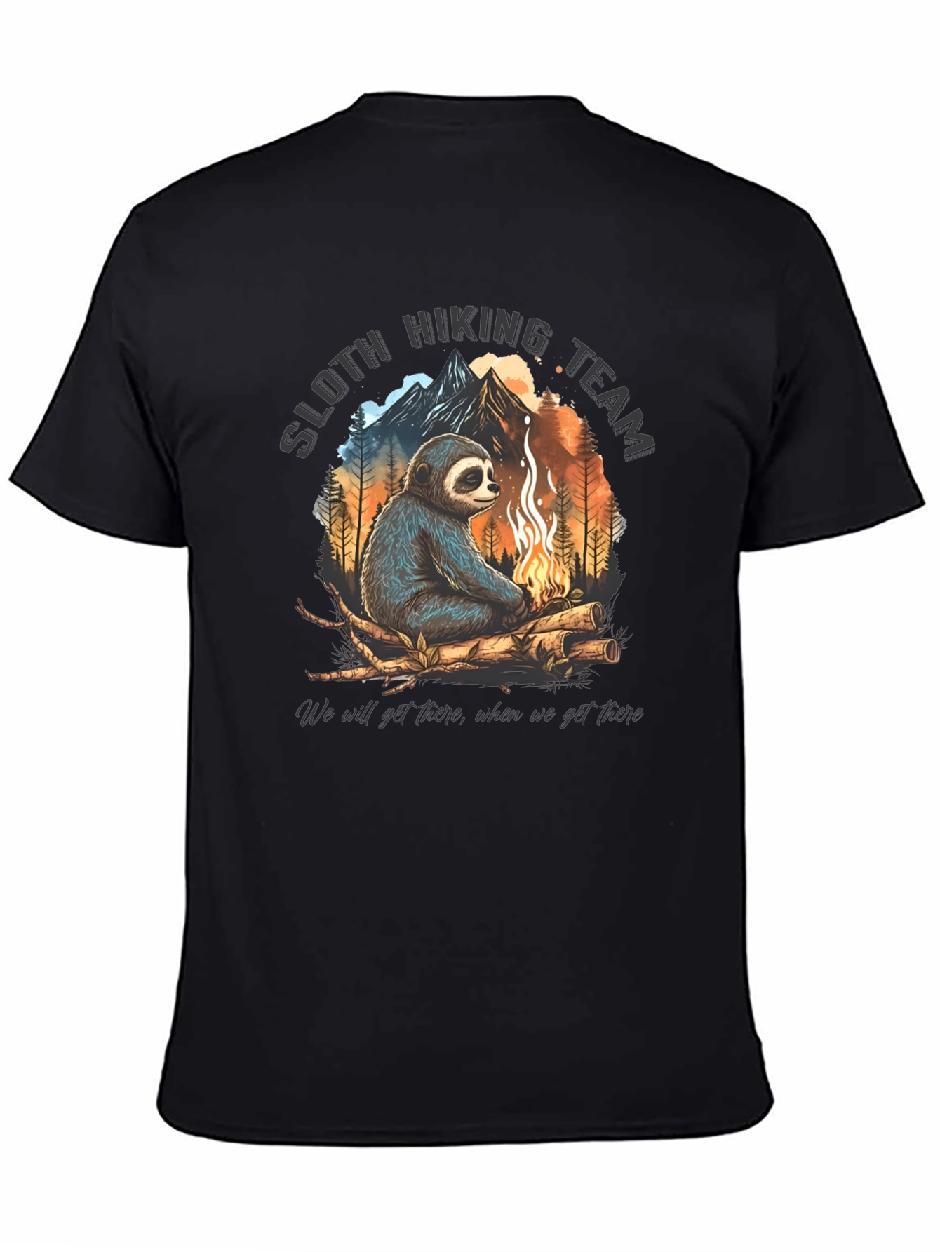 Sloth Hiking Team Black Graphic Tee