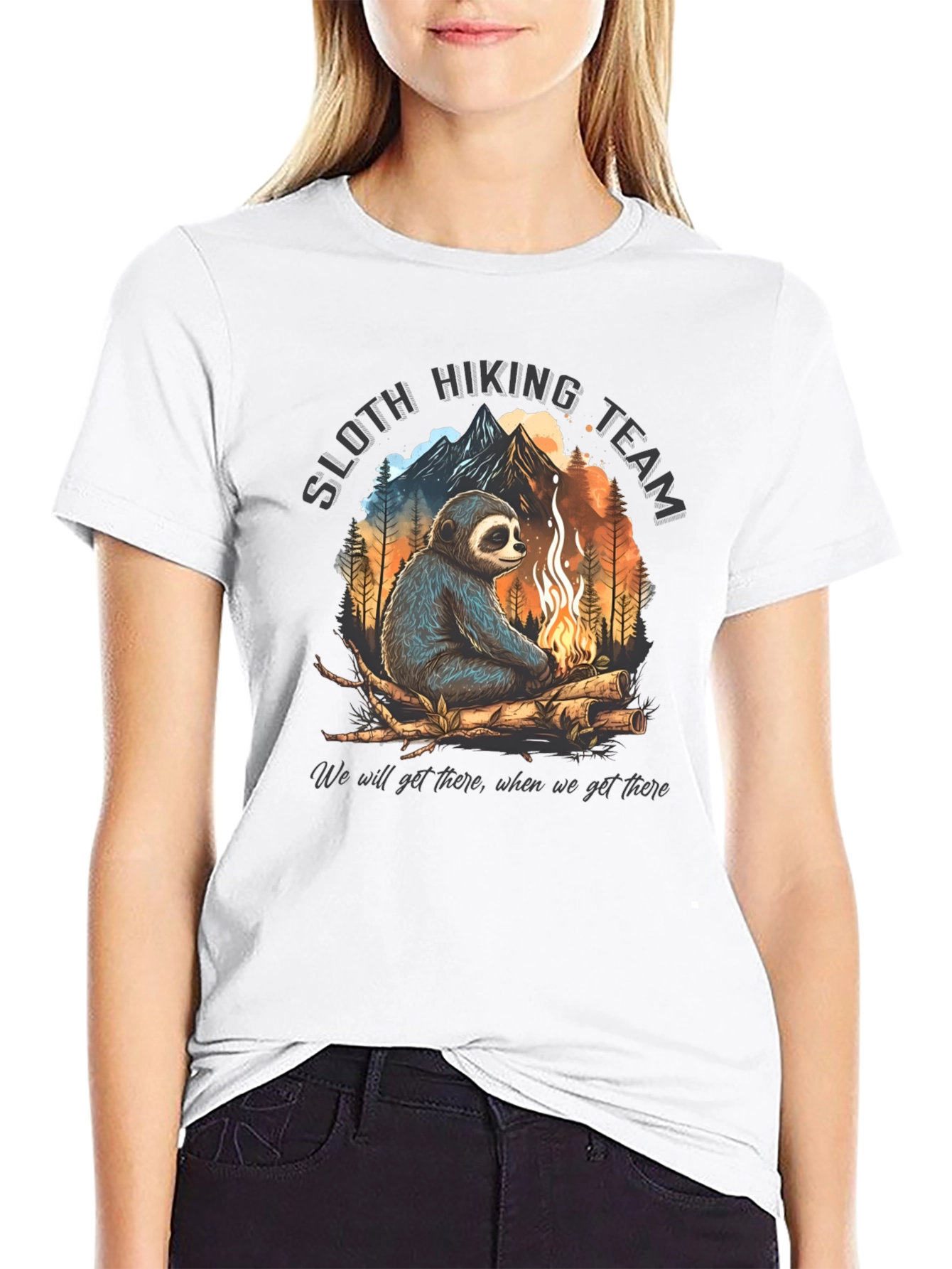 Sloth Hiking Team Black Graphic Tee