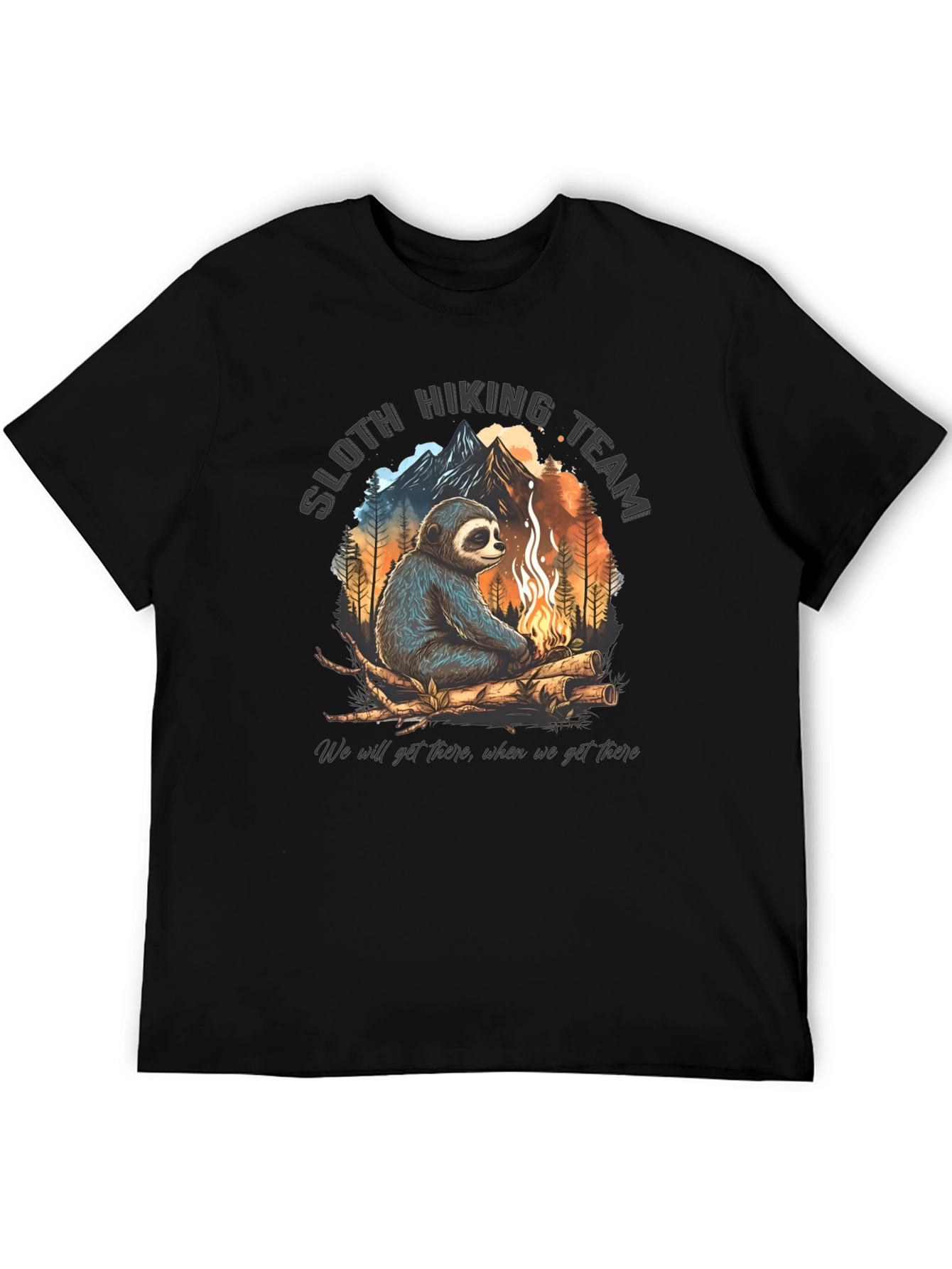 Sloth Hiking Team Black Graphic Tee