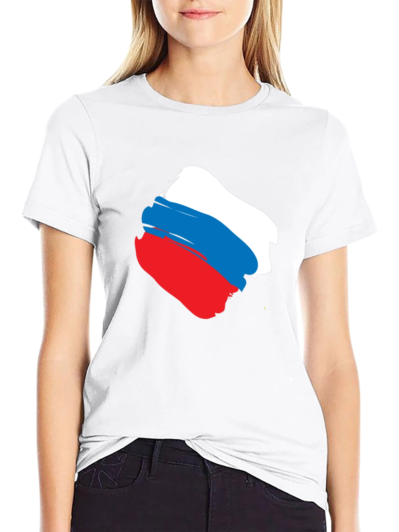 Russian Flag Brushstroke Graphic Tee - Black