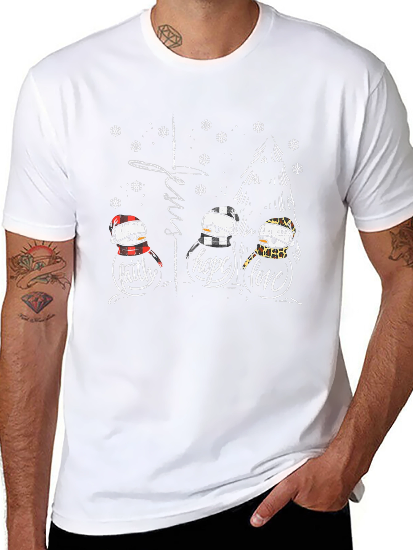 Faith Hope Love Jesus Christmas Graphic T-Shirt