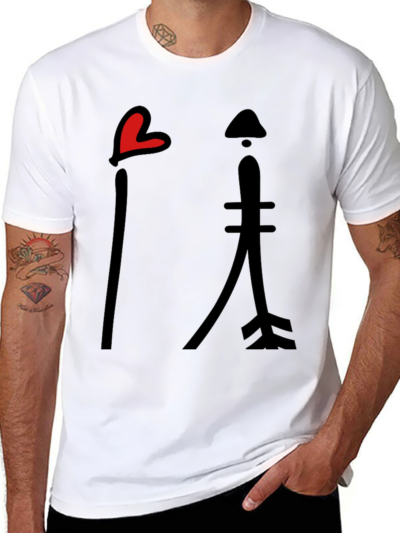 Heart & Arrow Graphic Tee - Casual Black T-Shirt