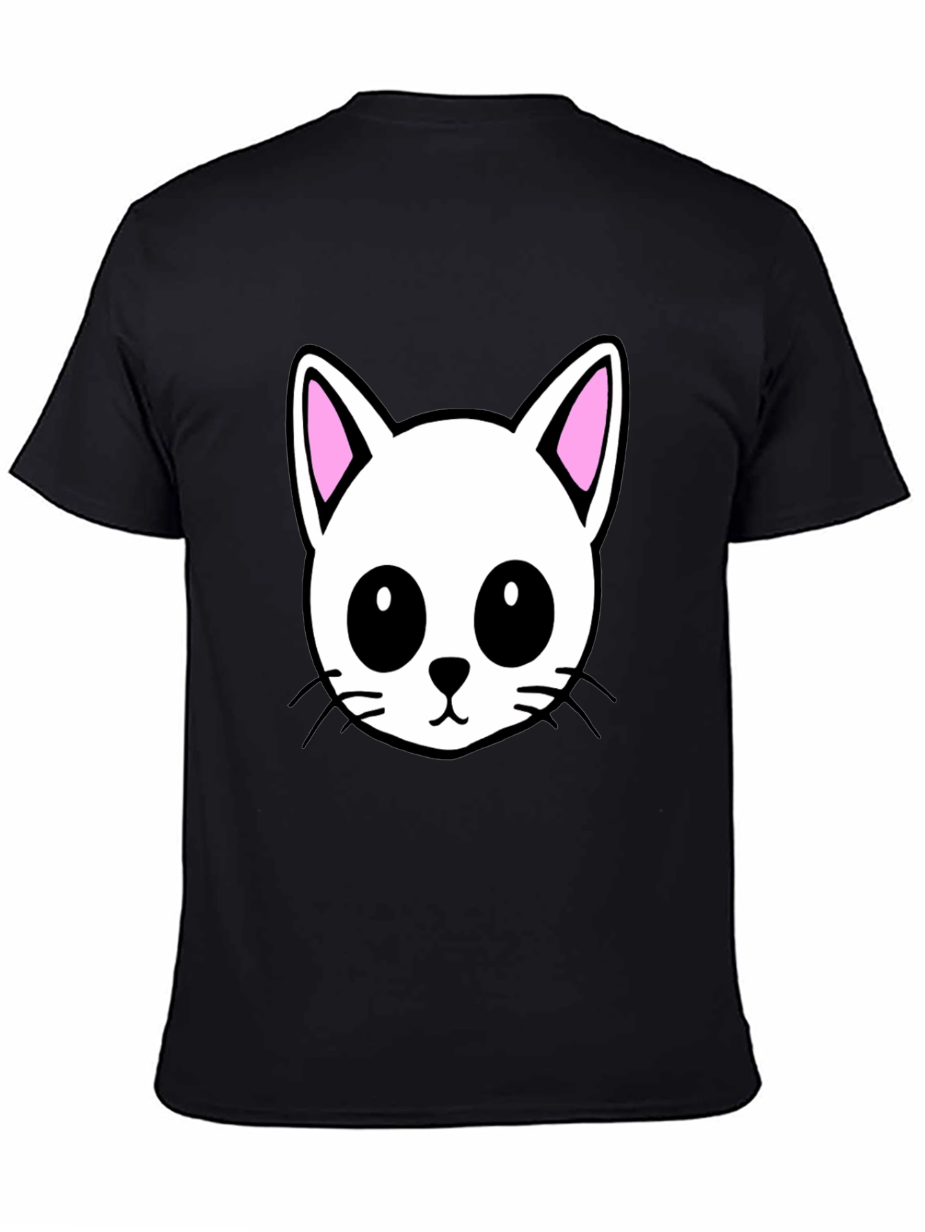 Cute Cartoon Cat Graphic Black T-Shirt