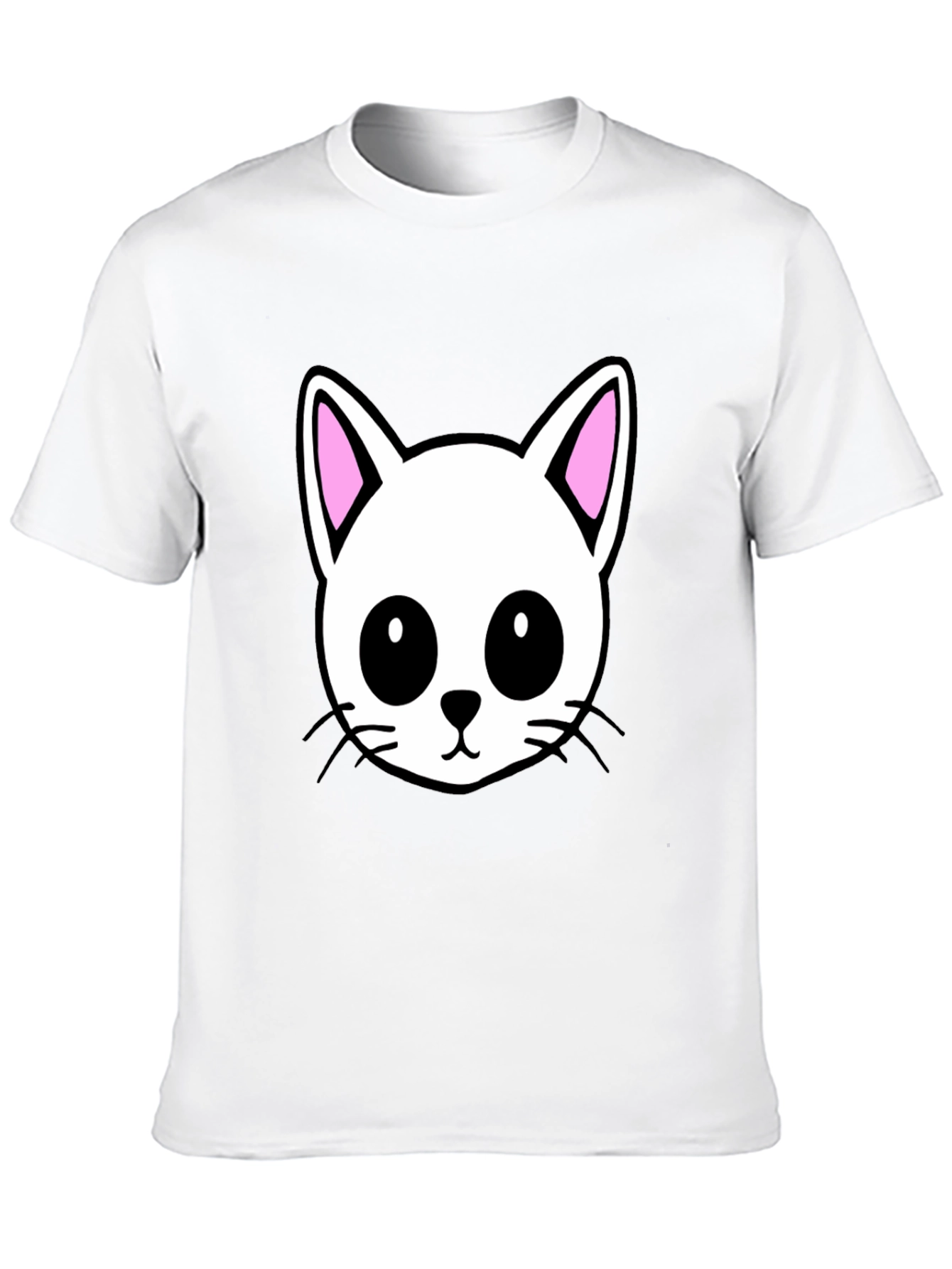Cute Cartoon Cat Graphic Black T-Shirt