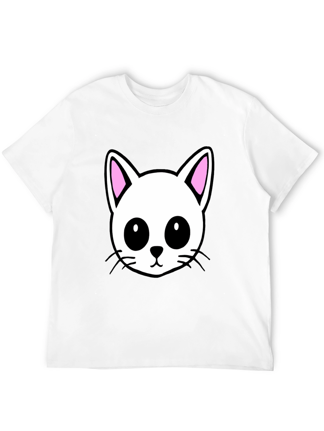 Cute Cartoon Cat Graphic Black T-Shirt