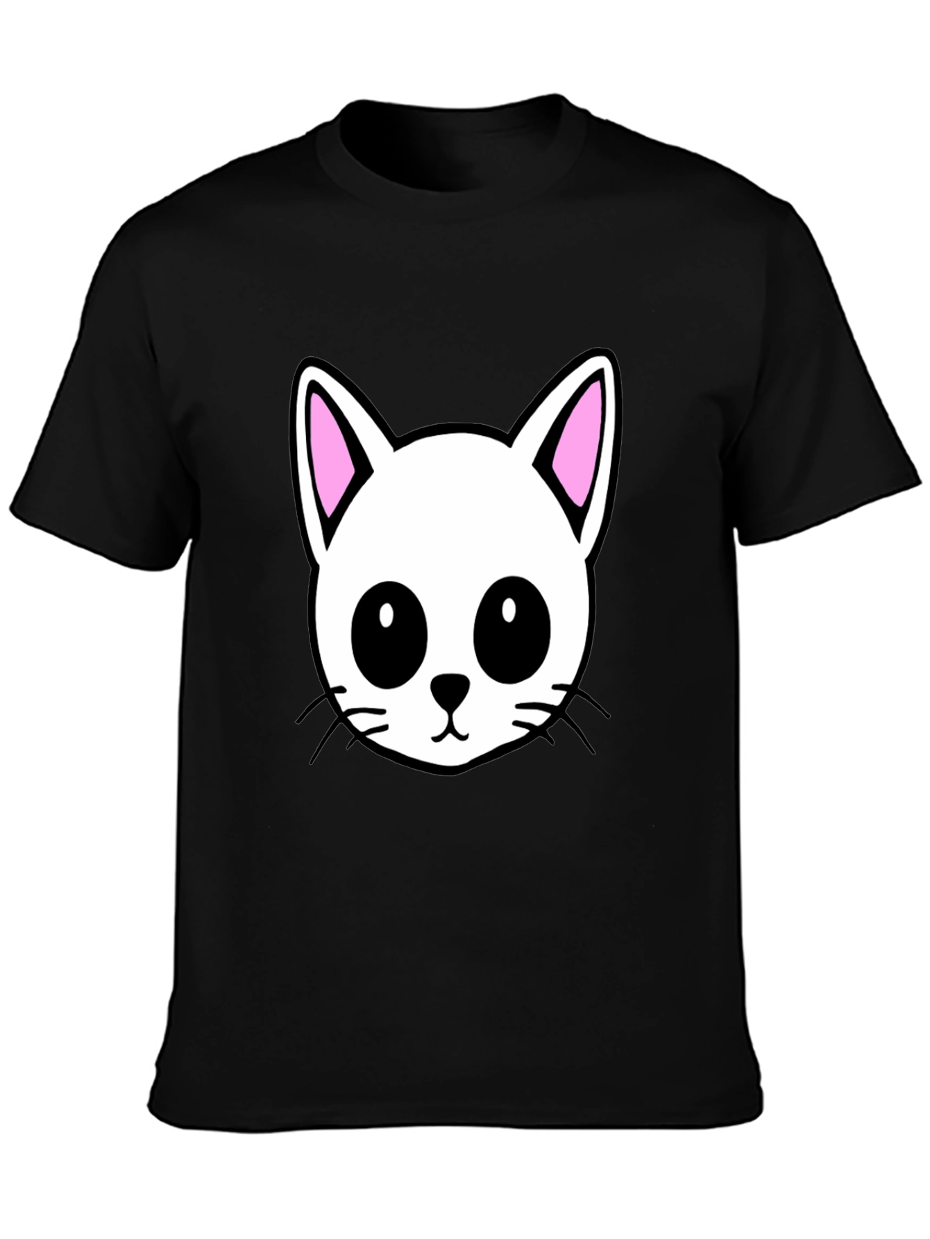 Cute Cartoon Cat Graphic Black T-Shirt