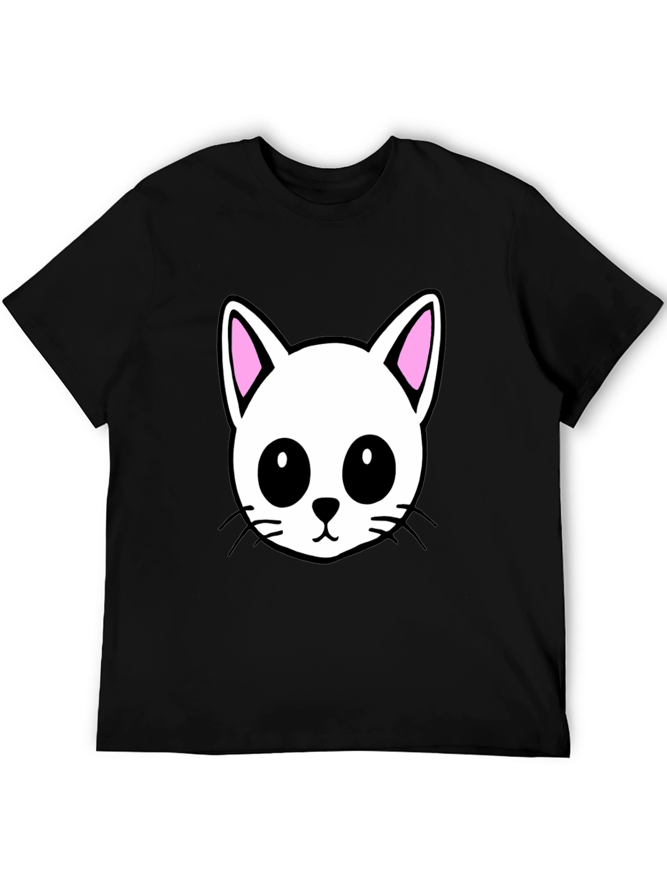 Cute Cartoon Cat Graphic Black T-Shirt