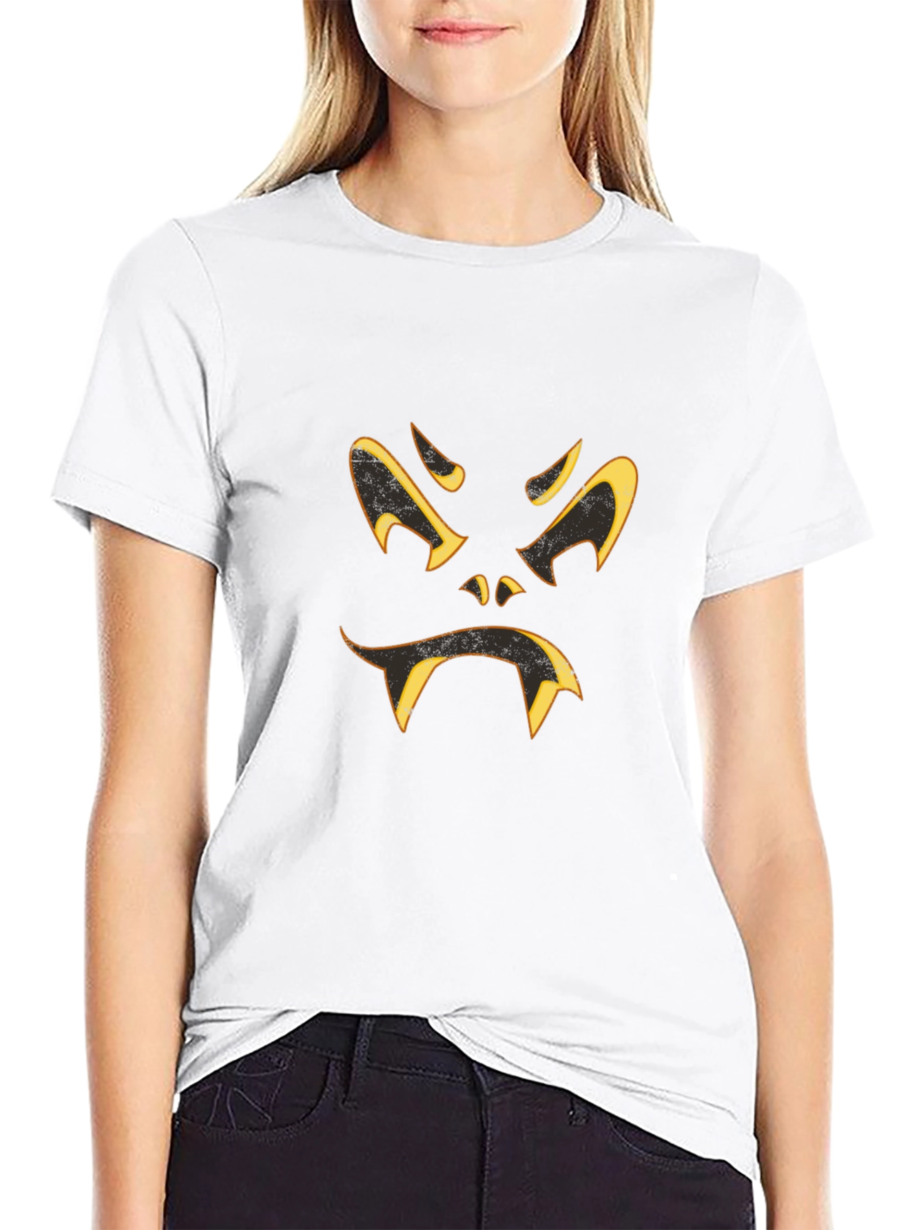 Spooky Halloween Face Black T-Shirt
