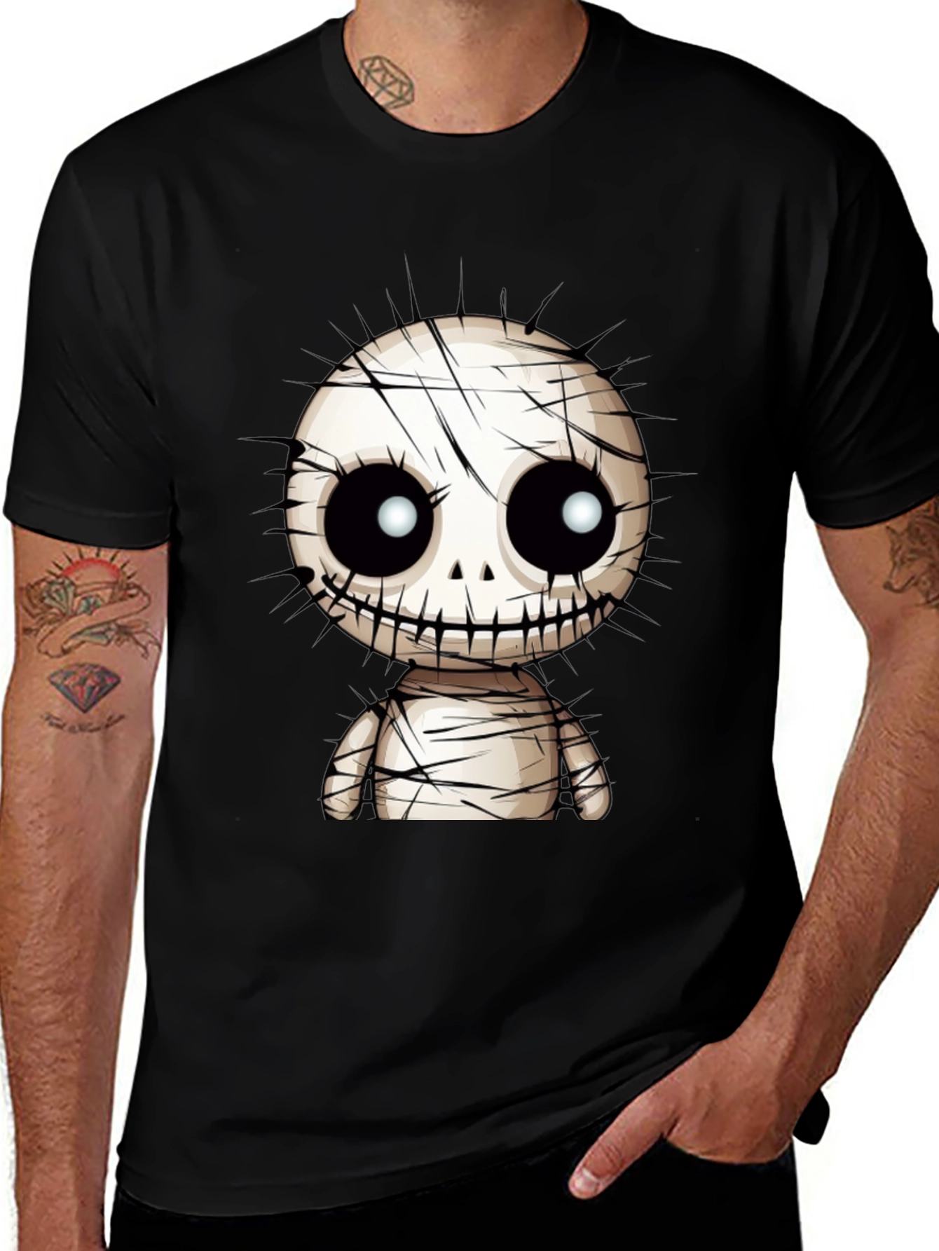 Spooky Cute Mummy Graphic T-Shirt - Black