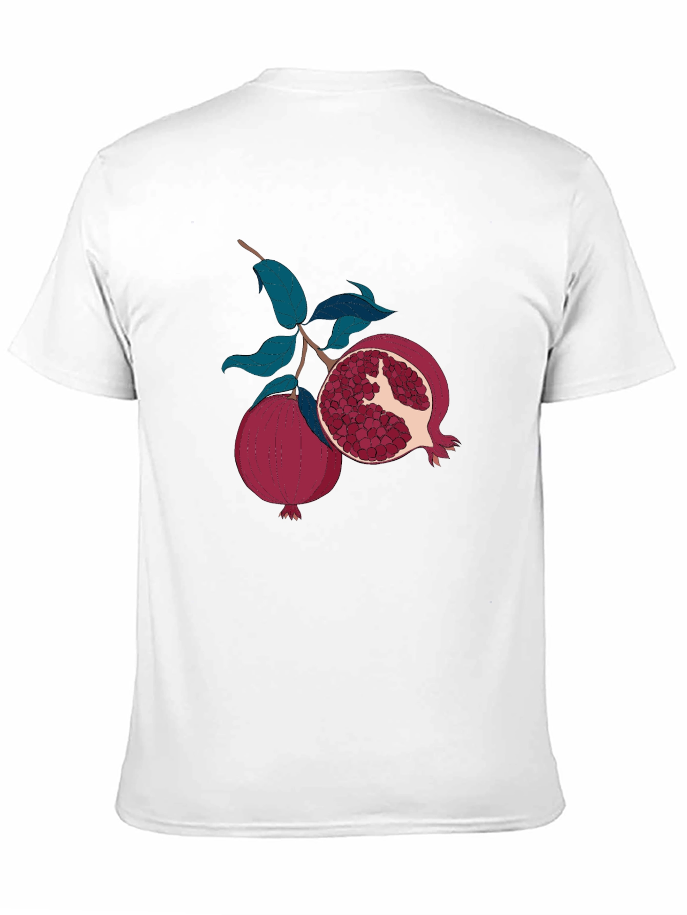 Pomegranate Fruit Graphic Print Black T-Shirt