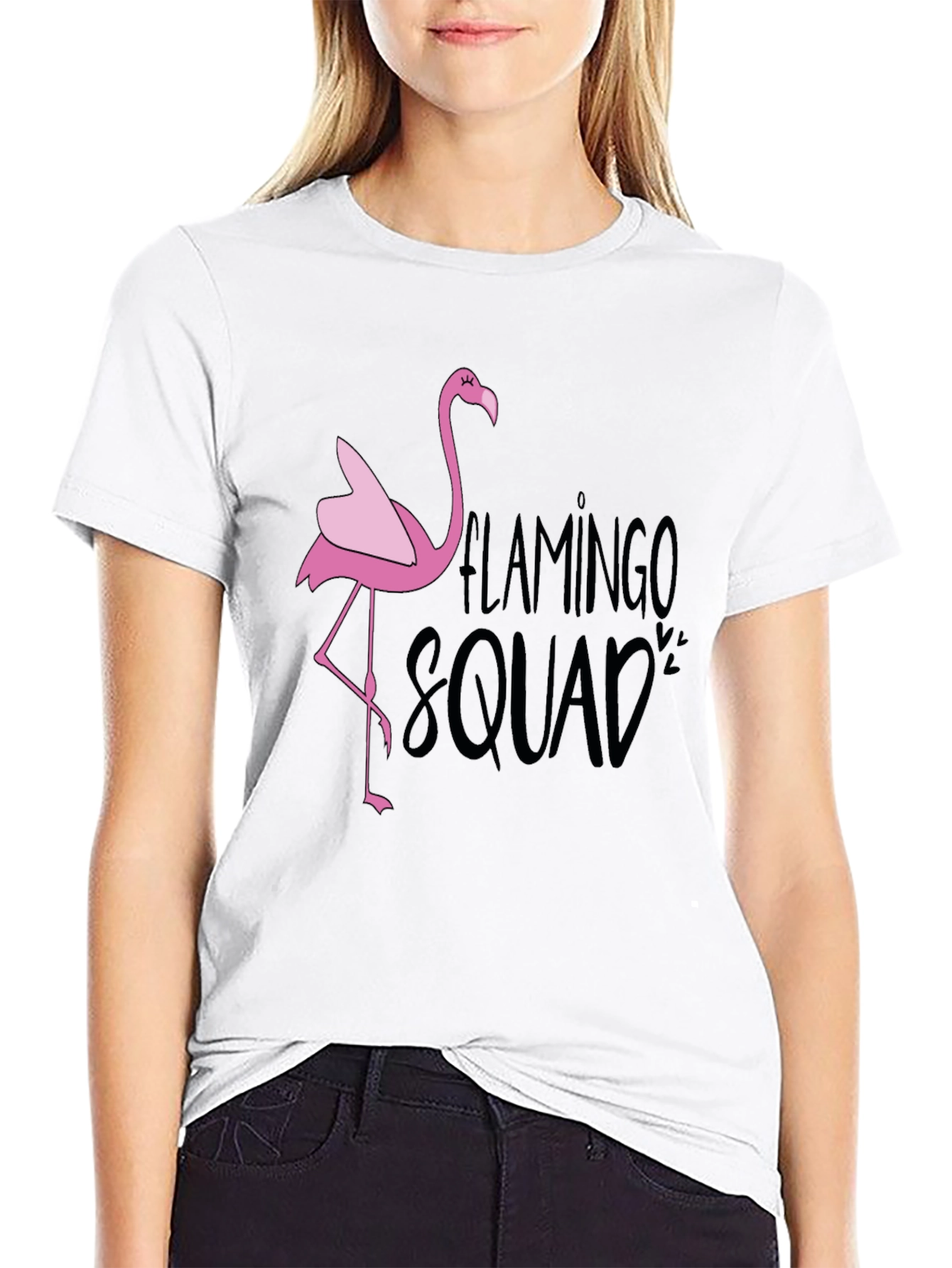 Flamingo Squad Graphic T-Shirt - Black Casual Tee