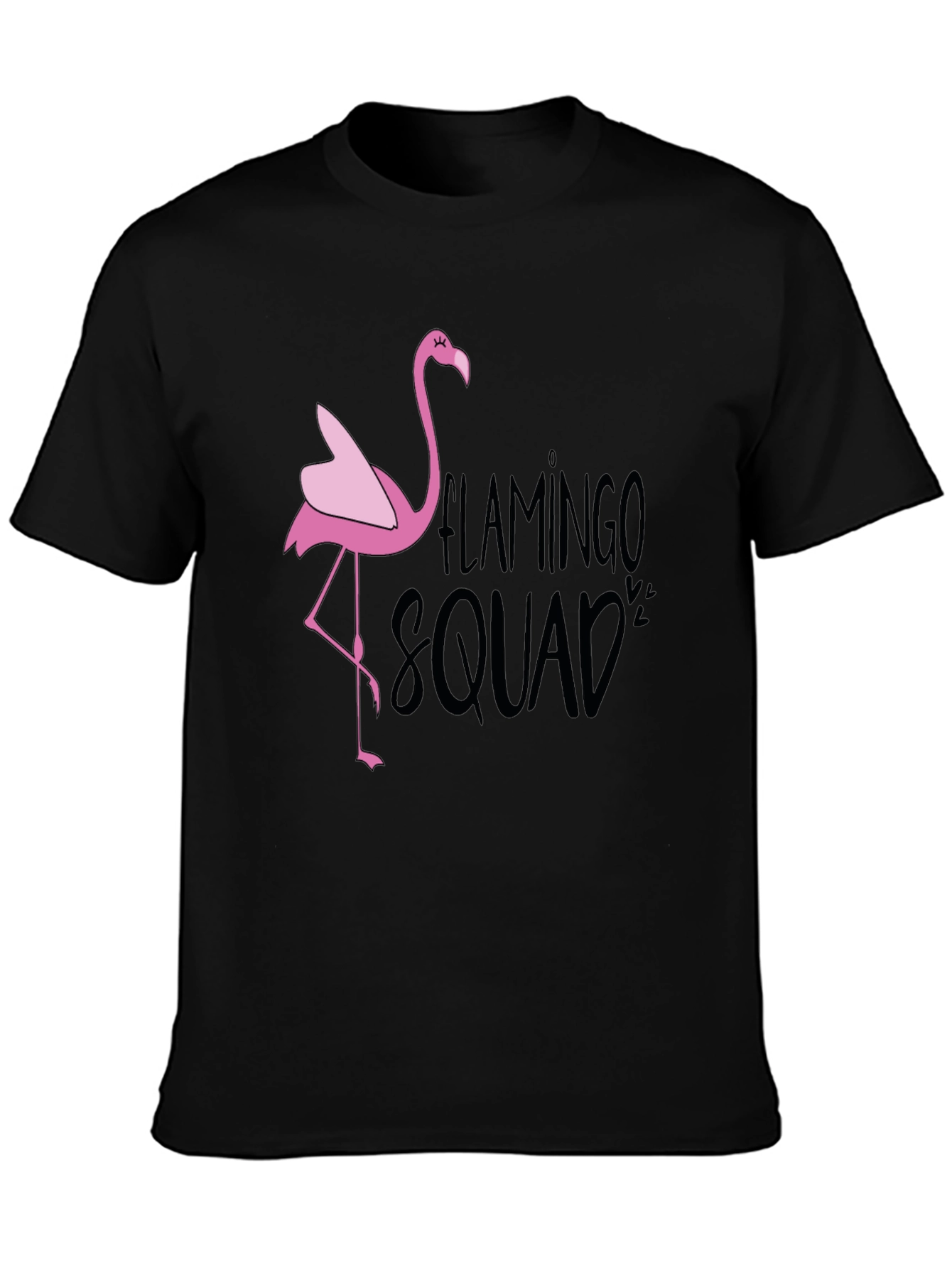 Flamingo Squad Graphic T-Shirt - Black Casual Tee