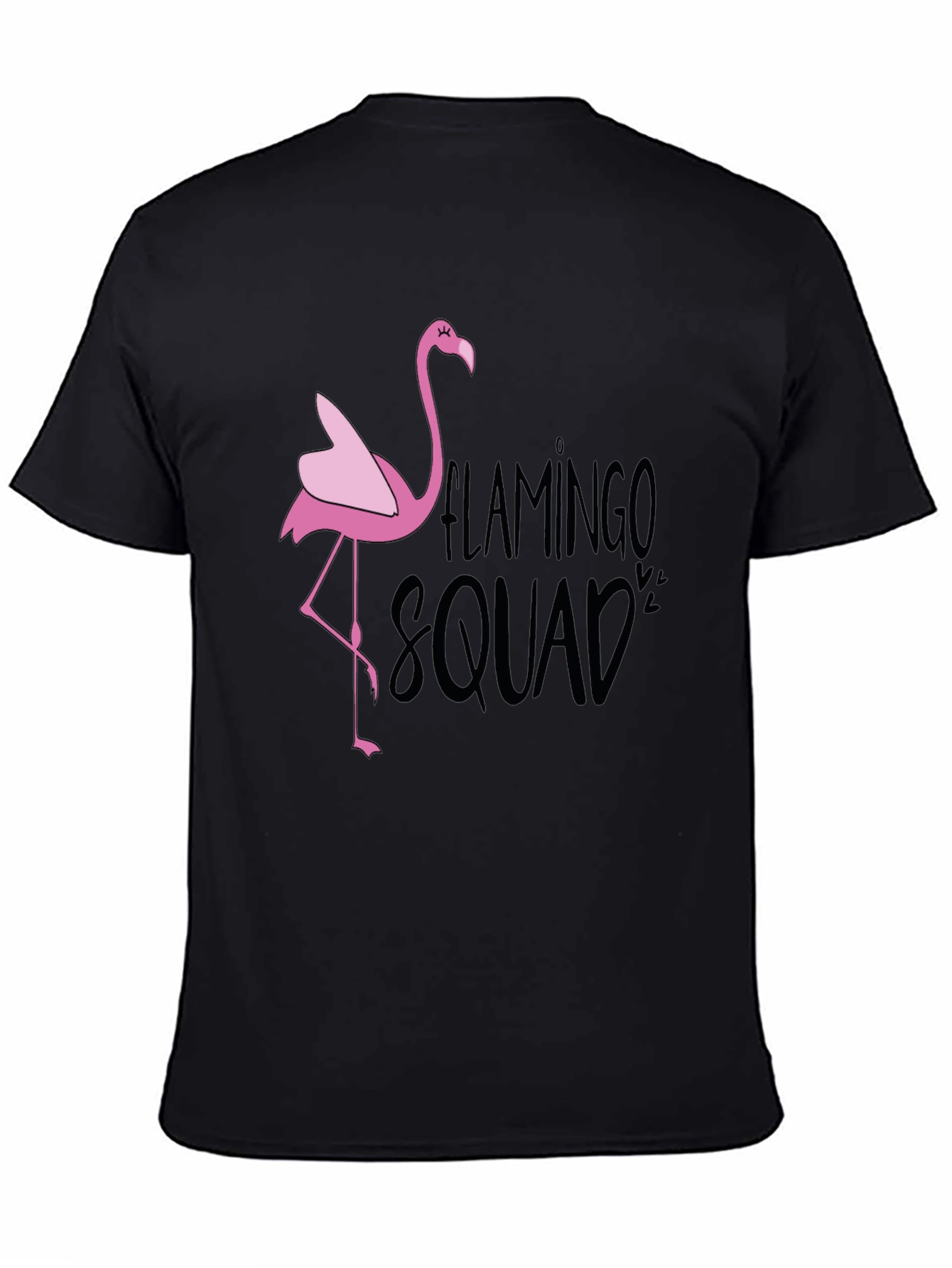 Flamingo Squad Graphic T-Shirt - Black Casual Tee
