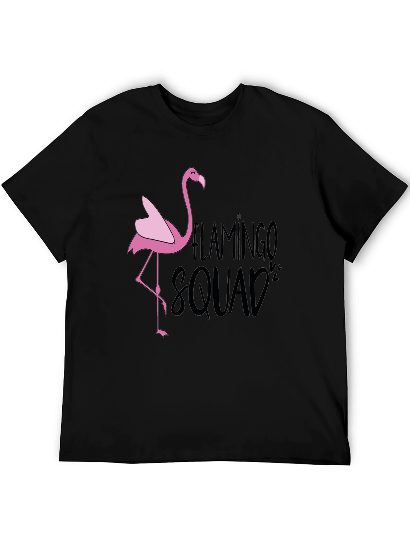 Flamingo Squad Graphic T-Shirt - Black Casual Tee