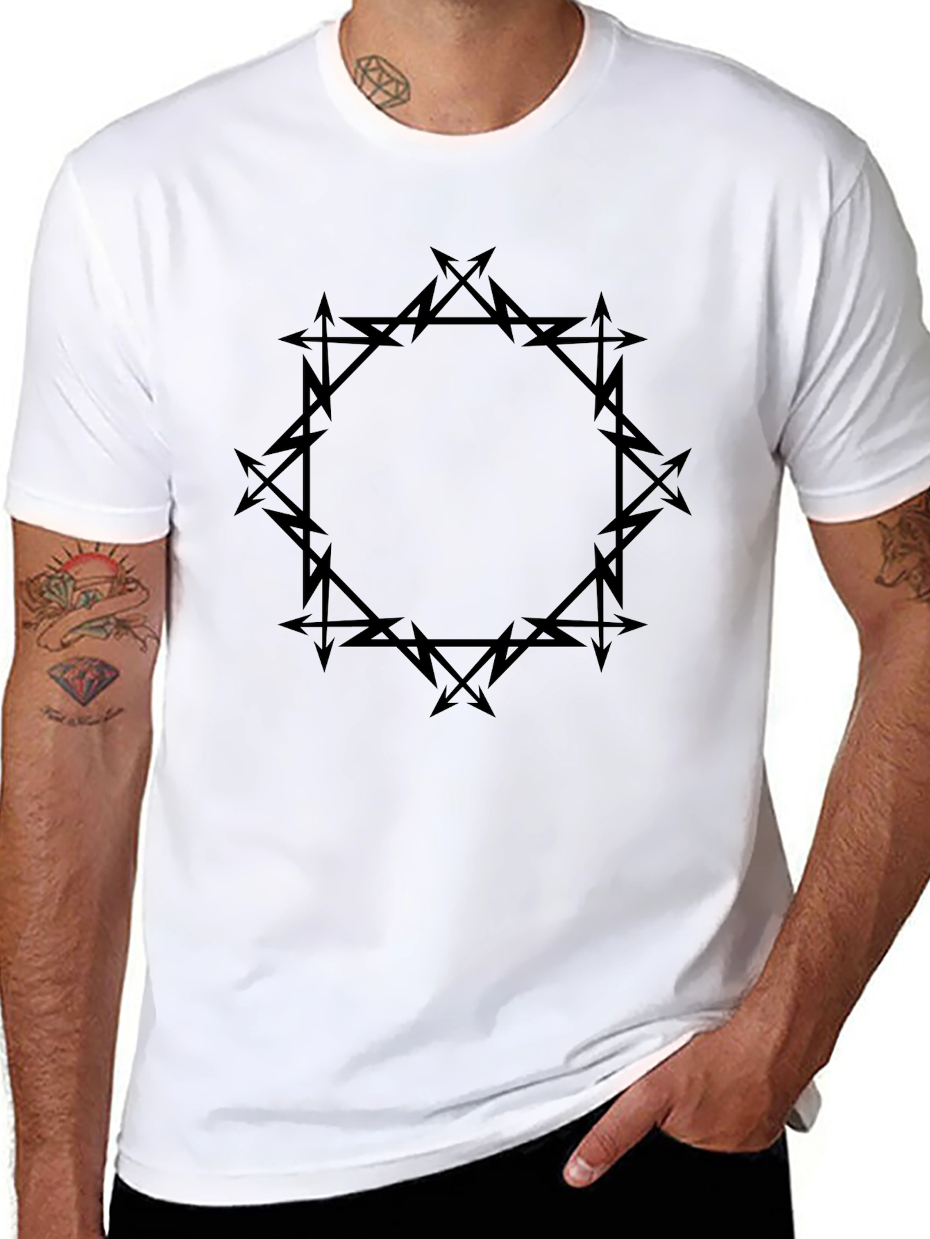 Black Graphic Tee - Arrow Circle Design